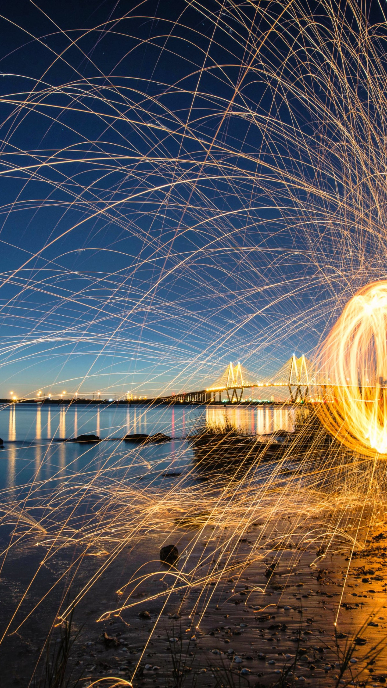 Steel wool light painting wallpaper 1242x2208