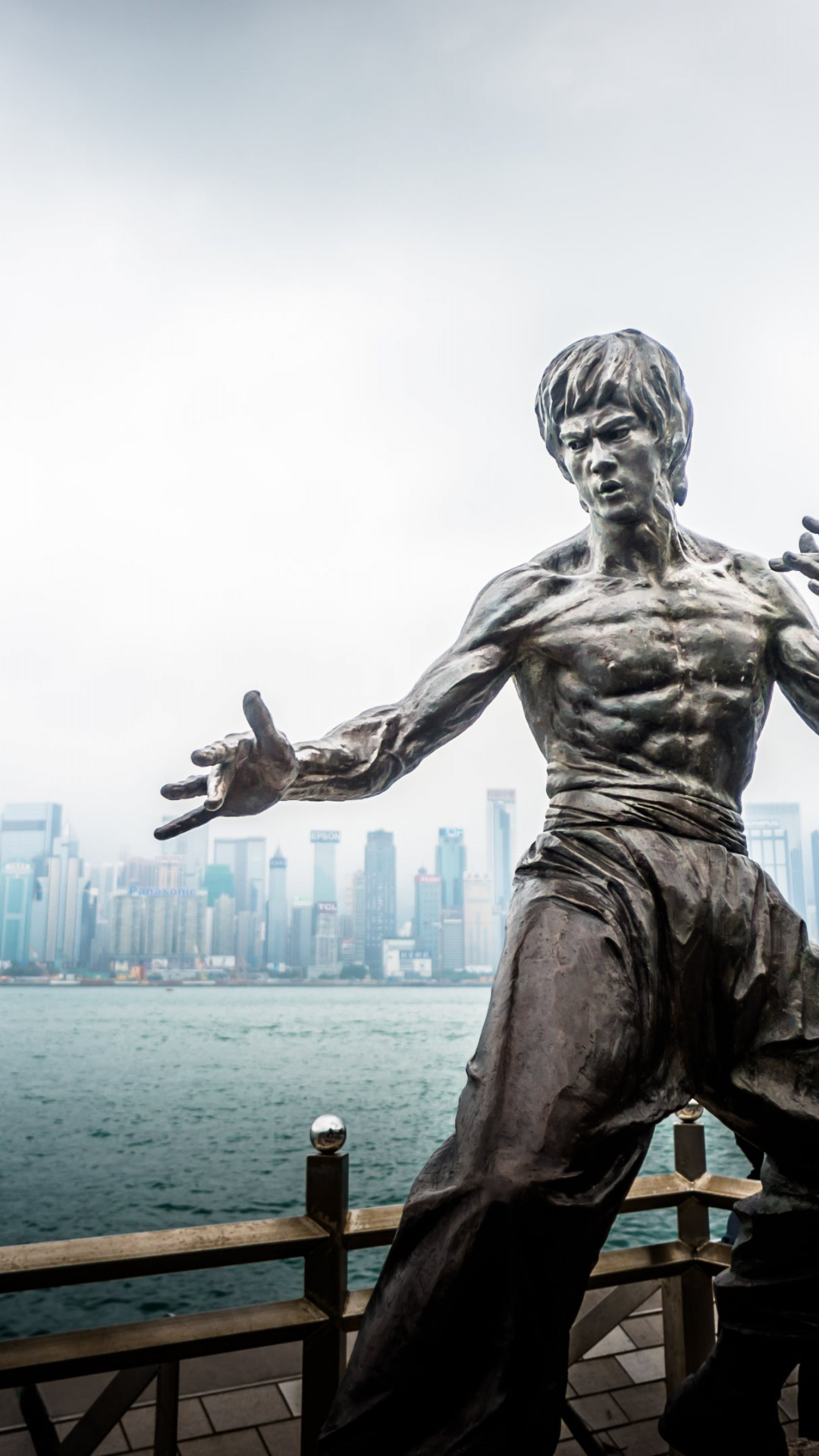 Bruce Lee statue from Hong Kong wallpaper 1080x1920