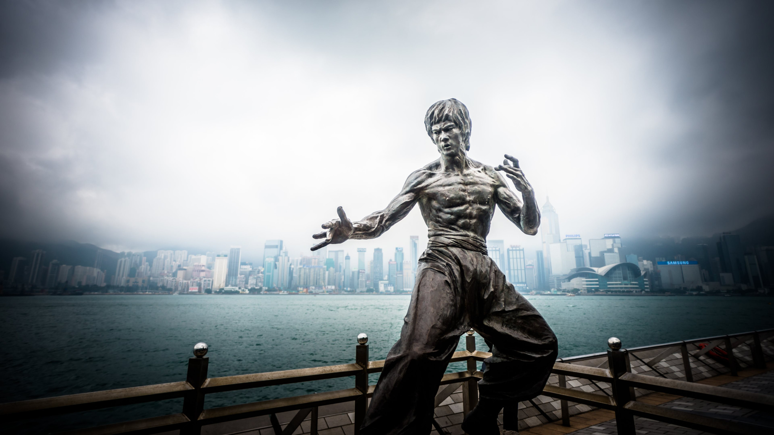 Bruce Lee statue from Hong Kong wallpaper 2560x1440