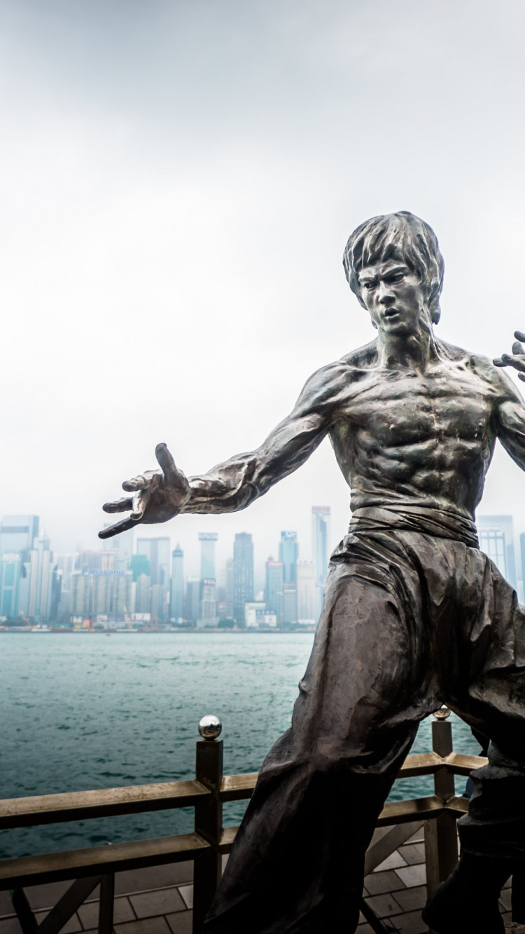 Bruce Lee statue from Hong Kong wallpaper 750x1334