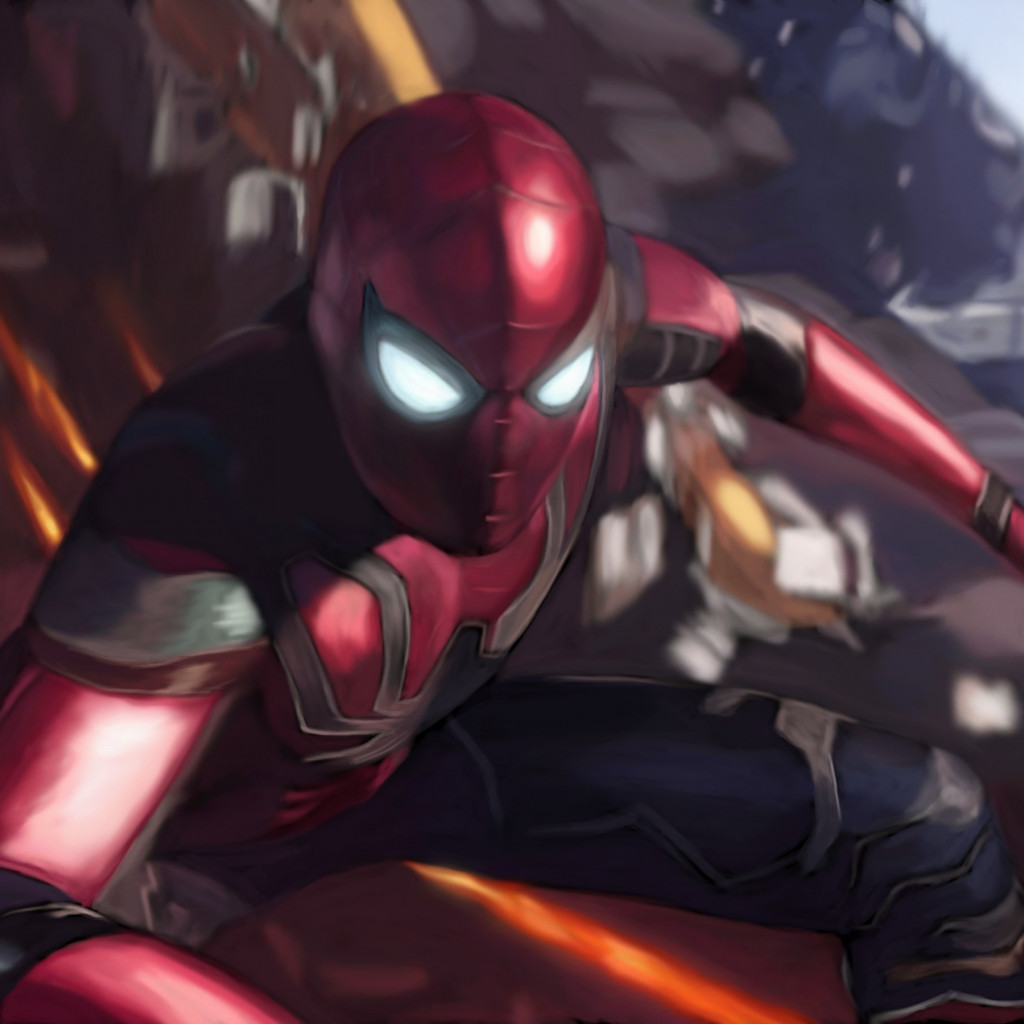 Spiderman in Avengers Infinity War wallpaper 1024x1024