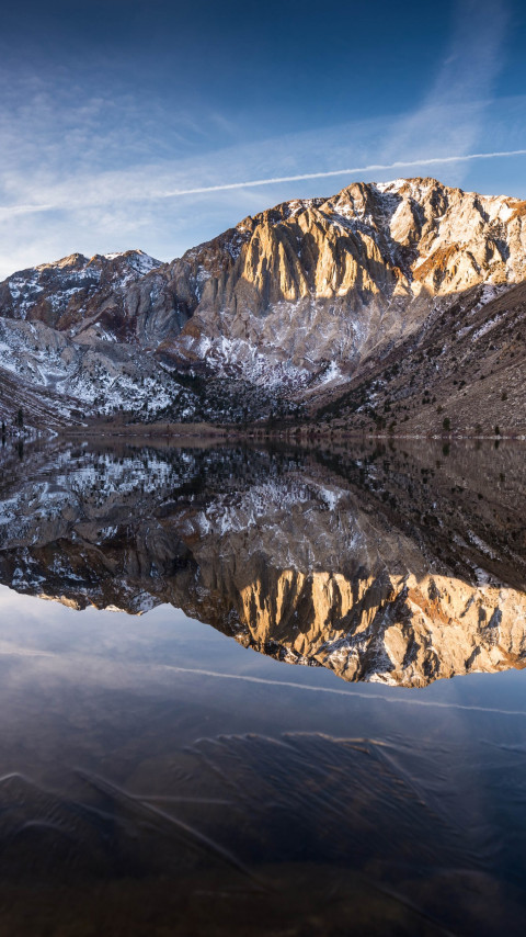 Convict lake began to freeze wallpaper 480x854