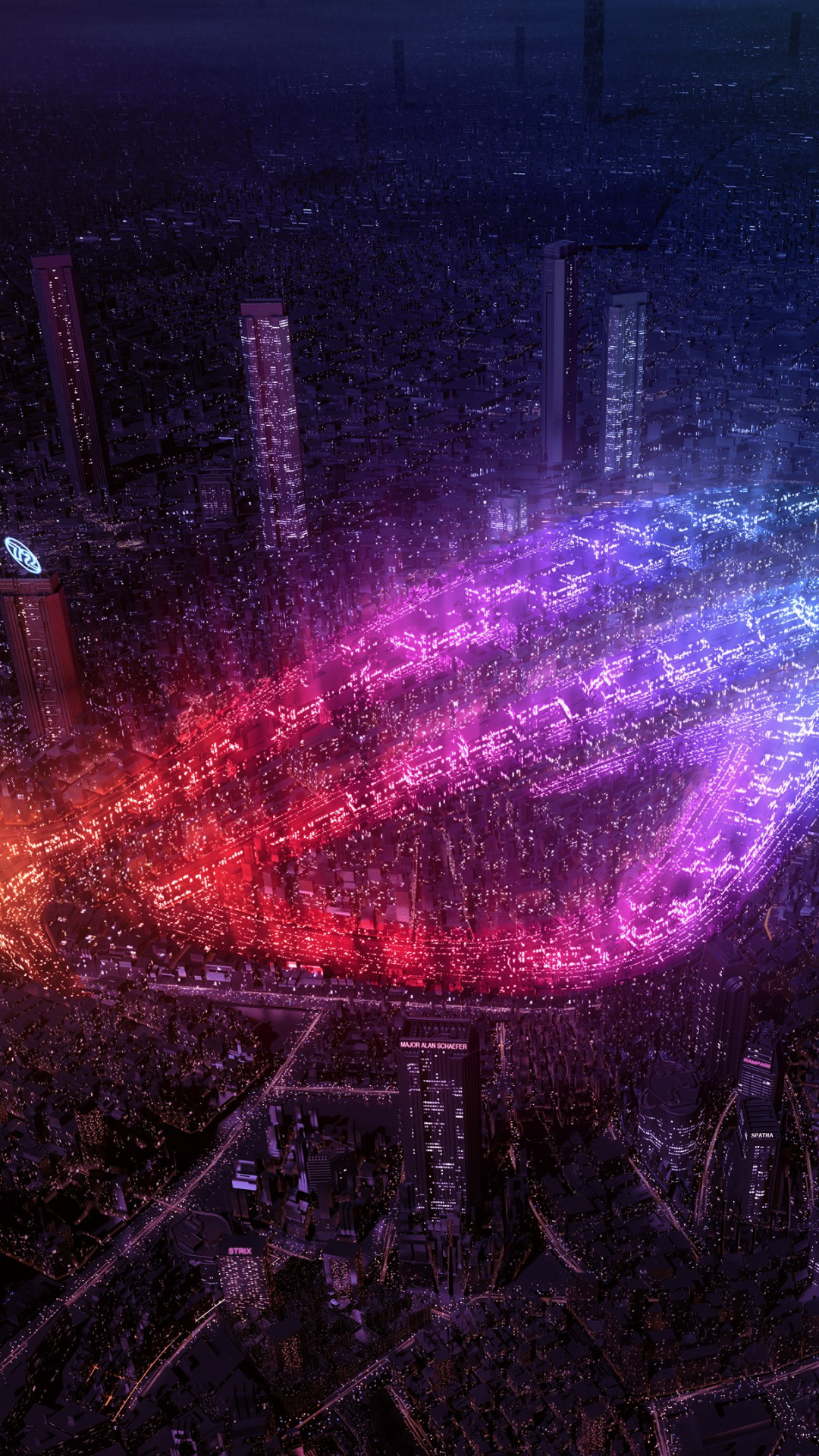 City lights by Asus ROG wallpaper 1080x1920