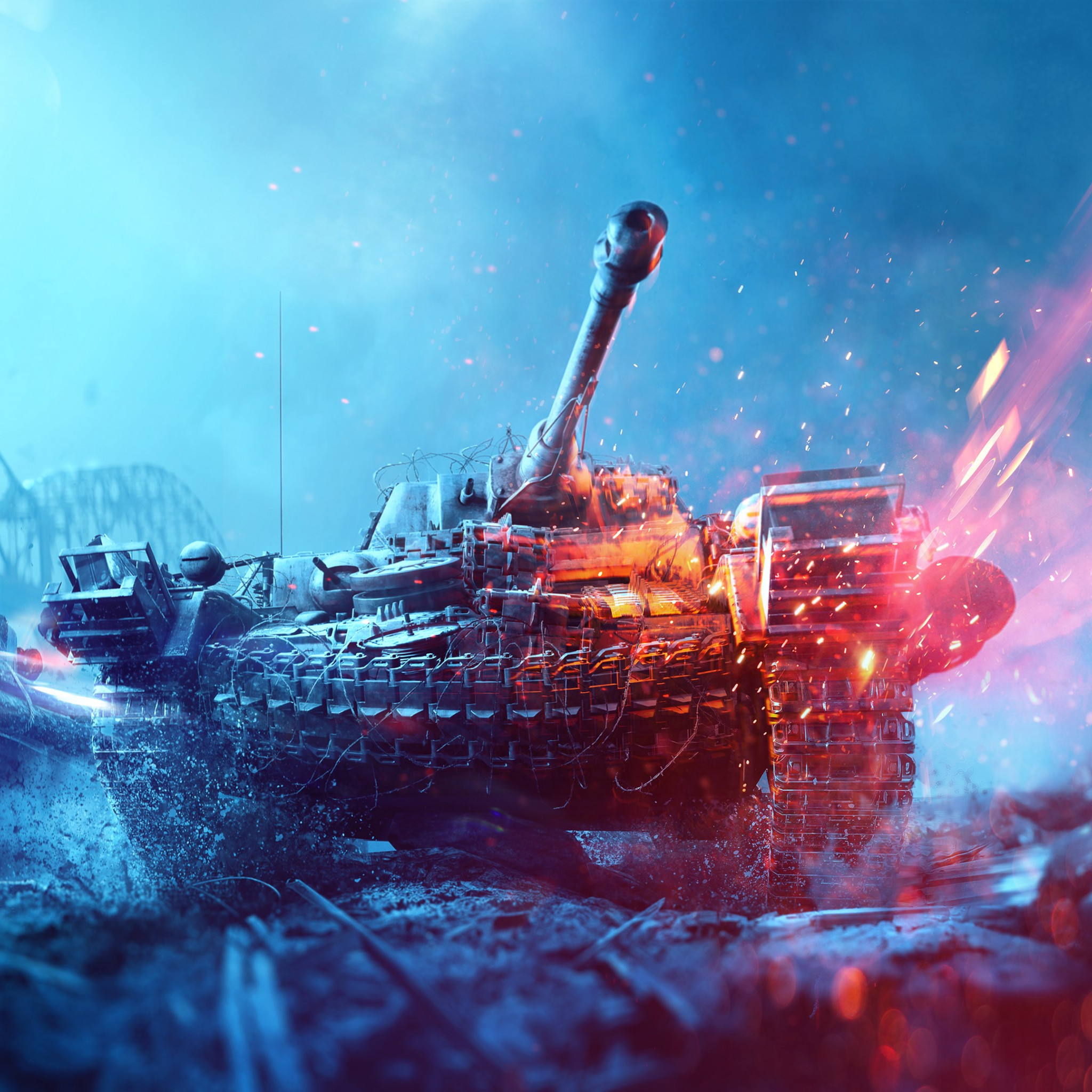 Battlefield 5 poster with tanks wallpaper 2048x2048