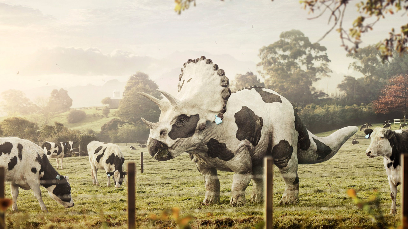 Digital art dinosaur: Triceracow wallpaper 1600x900