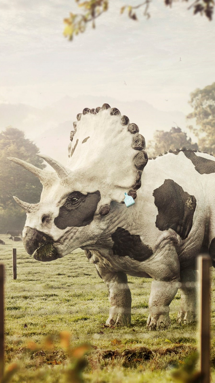 Digital art dinosaur: Triceracow wallpaper 750x1334