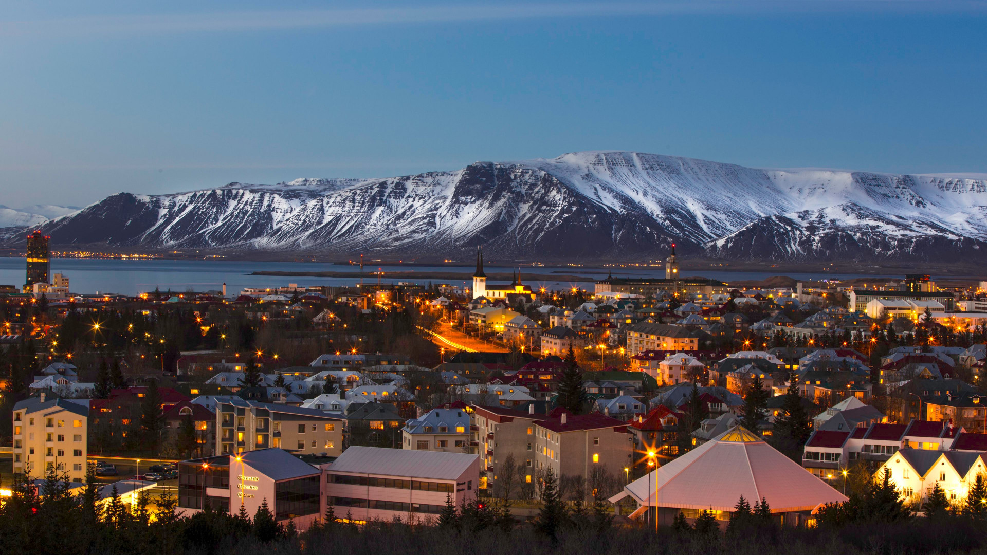 View over the Reykjavik city wallpaper 1920x1080