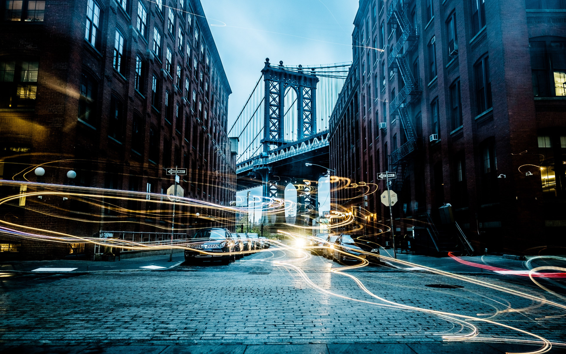 Light painting on New York streets wallpaper 1920x1200