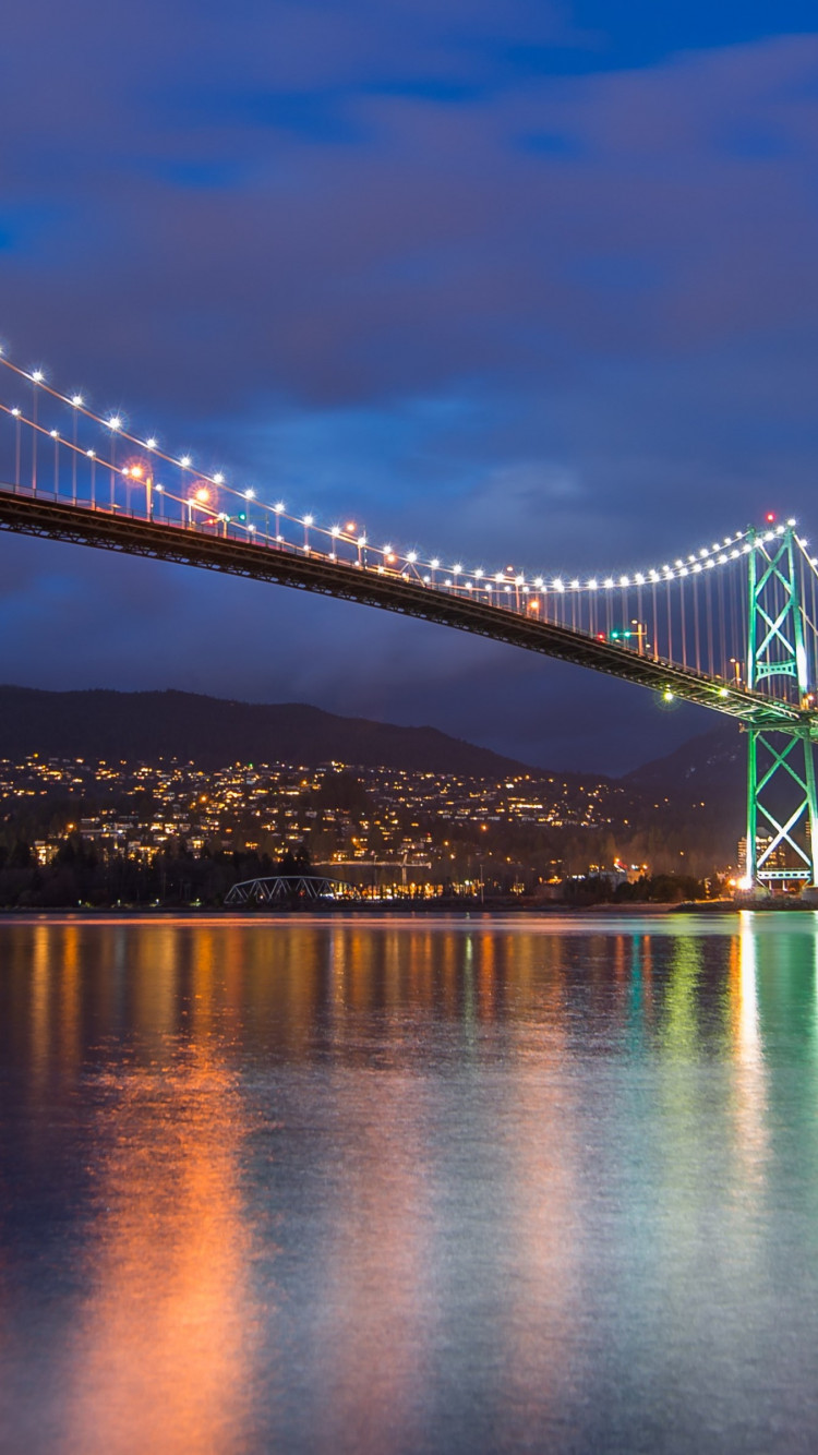 Lions Gate Bridge, Burrard Inlet, British Columbia wallpaper 750x1334