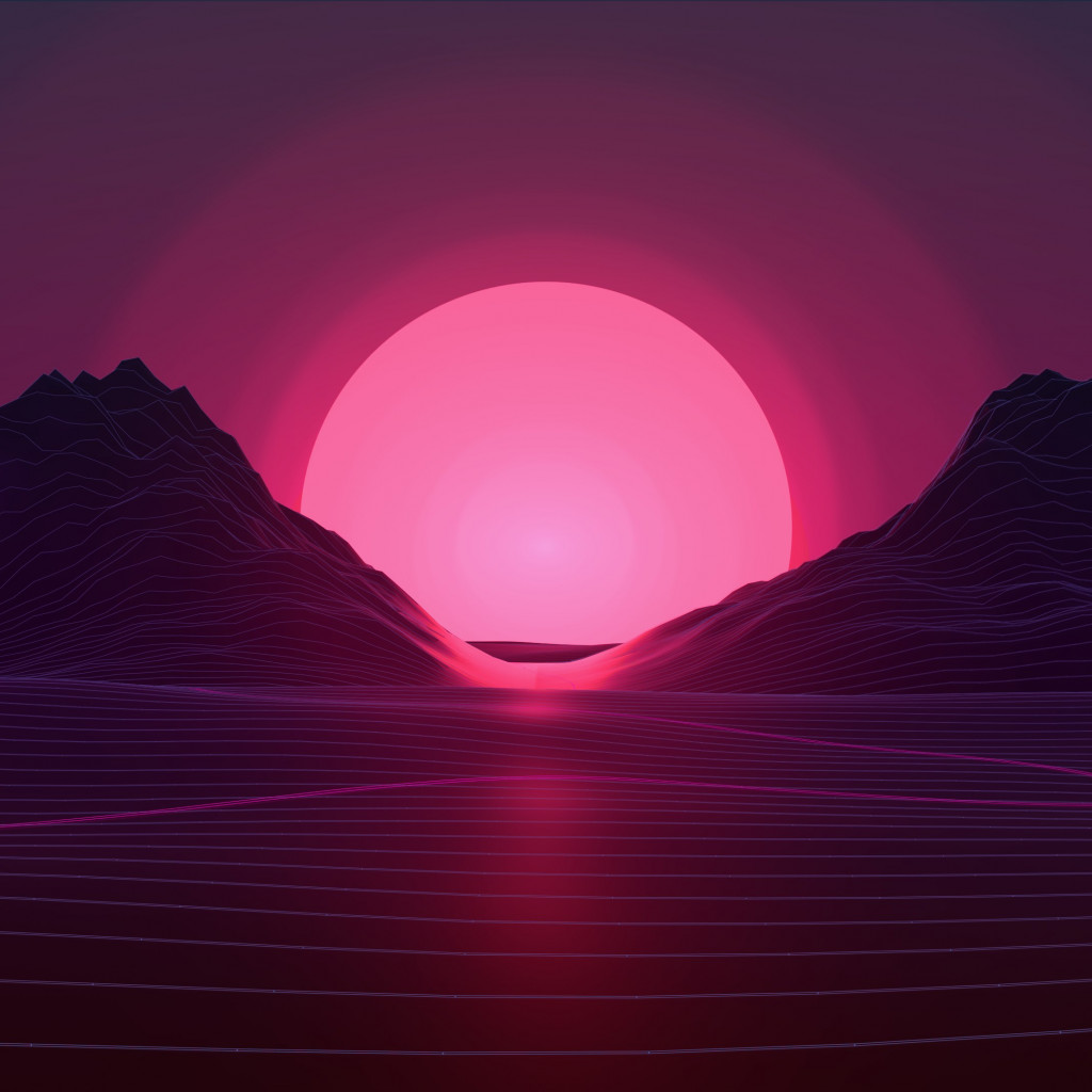 Neon sunset wallpaper 1024x1024