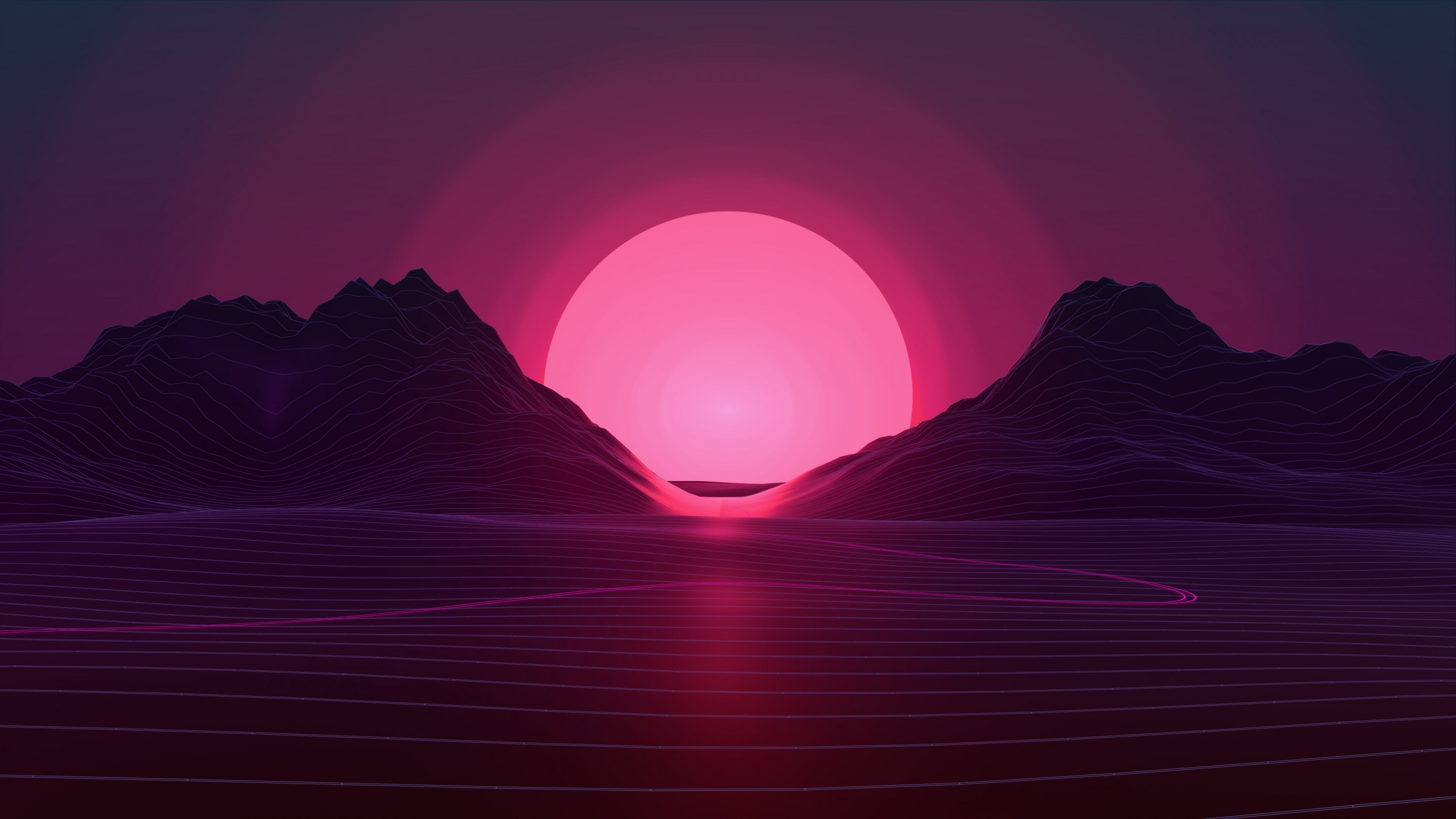 Download Wallpaper Neon Sunset x16