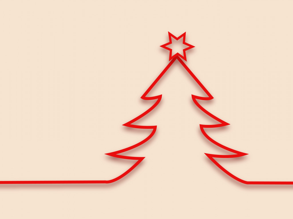 Red minimalistic Christmas tree design wallpaper 1024x768