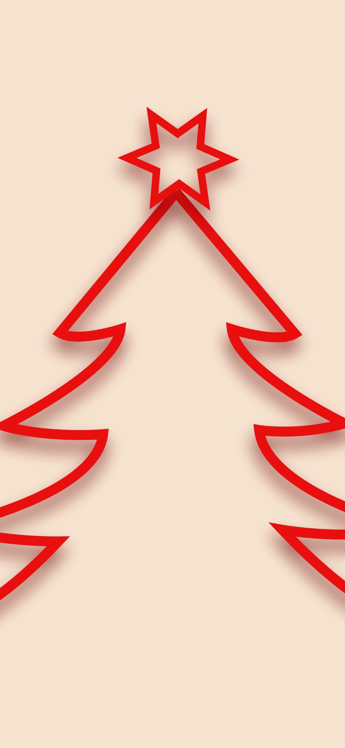 Red minimalistic Christmas tree design wallpaper 1125x2436