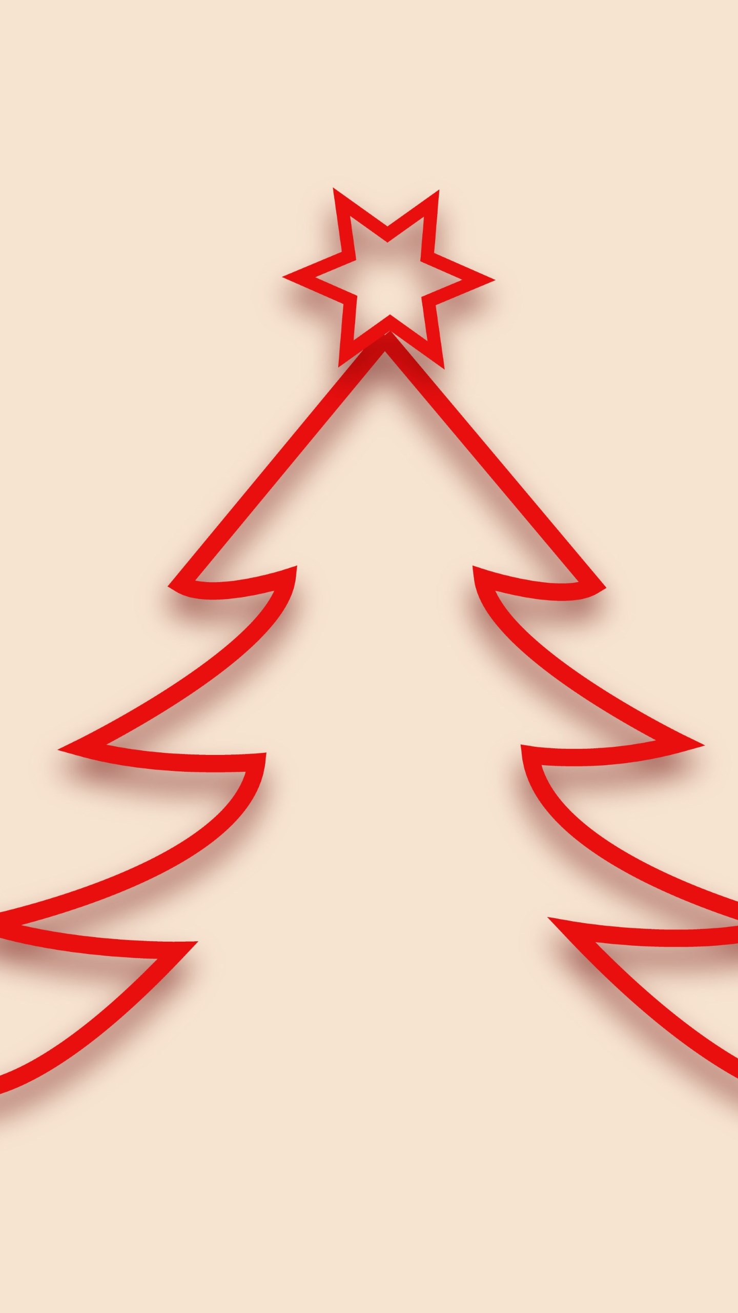 Red minimalistic Christmas tree design wallpaper 1440x2560