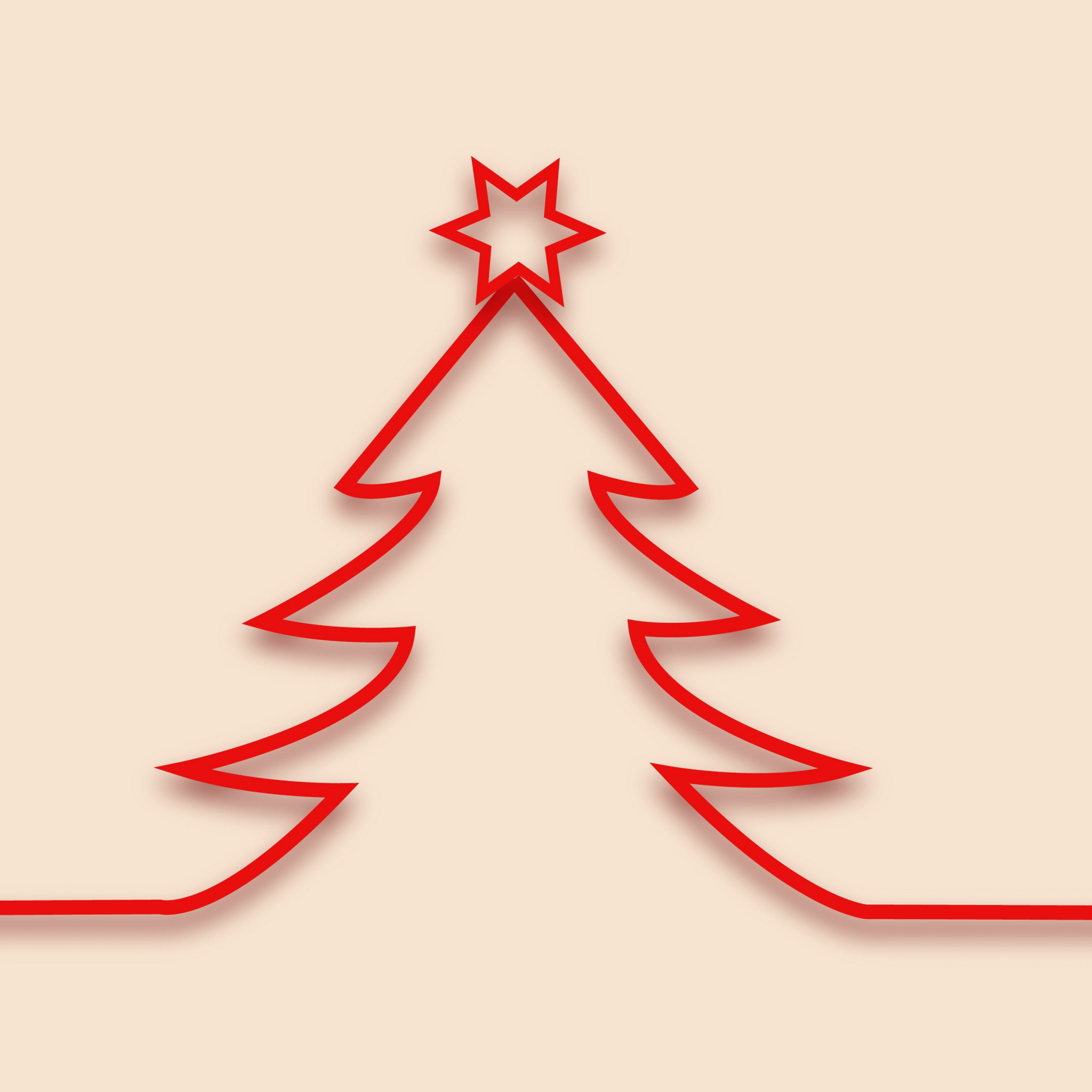 Red minimalistic Christmas tree design wallpaper 2048x2048