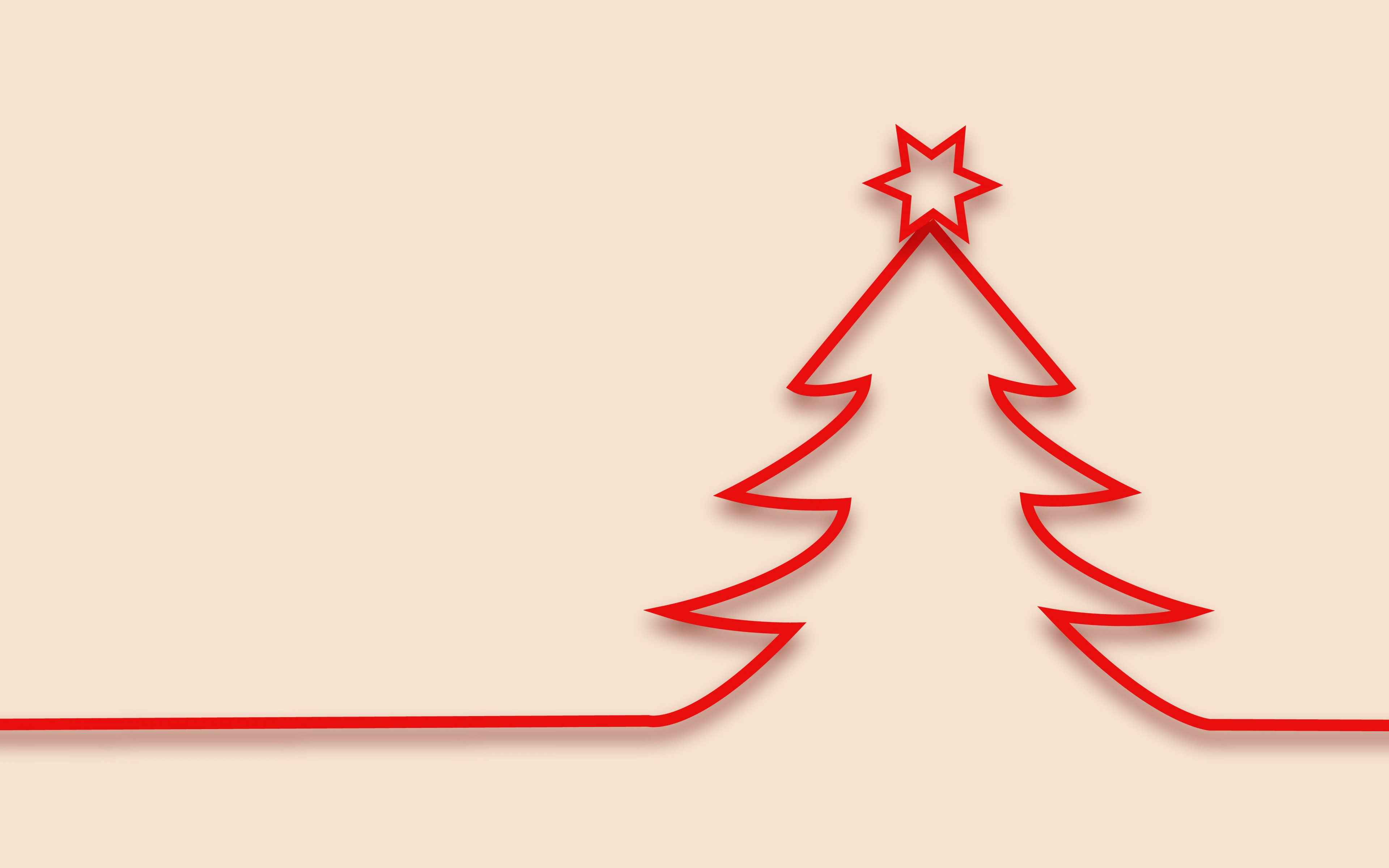 Red minimalistic Christmas tree design wallpaper 3840x2400