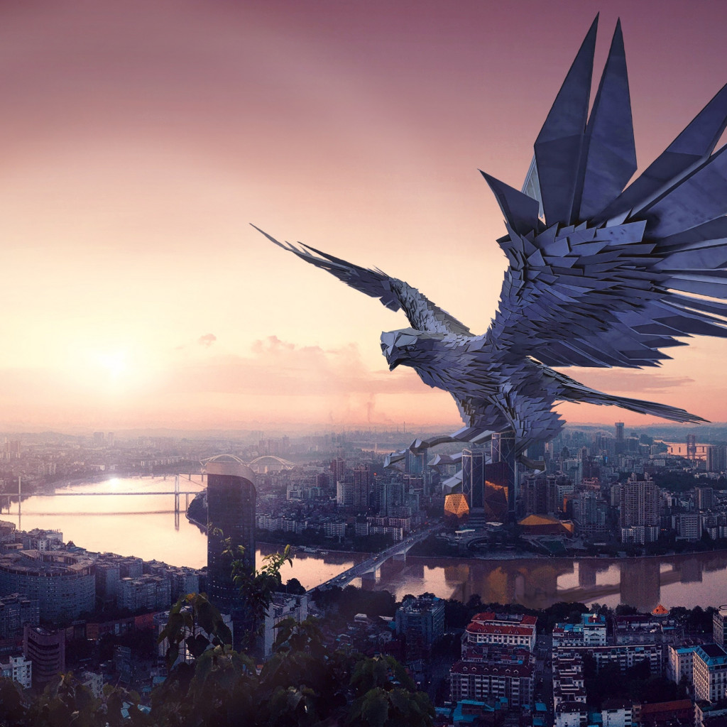 The falcon, protector of the city wallpaper 1024x1024