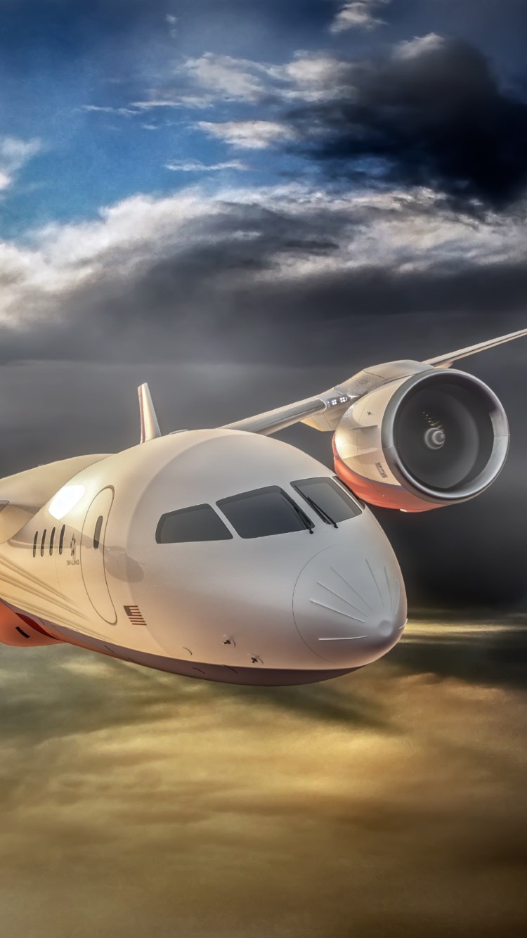 3D airplane concept wallpaper 750x1334
