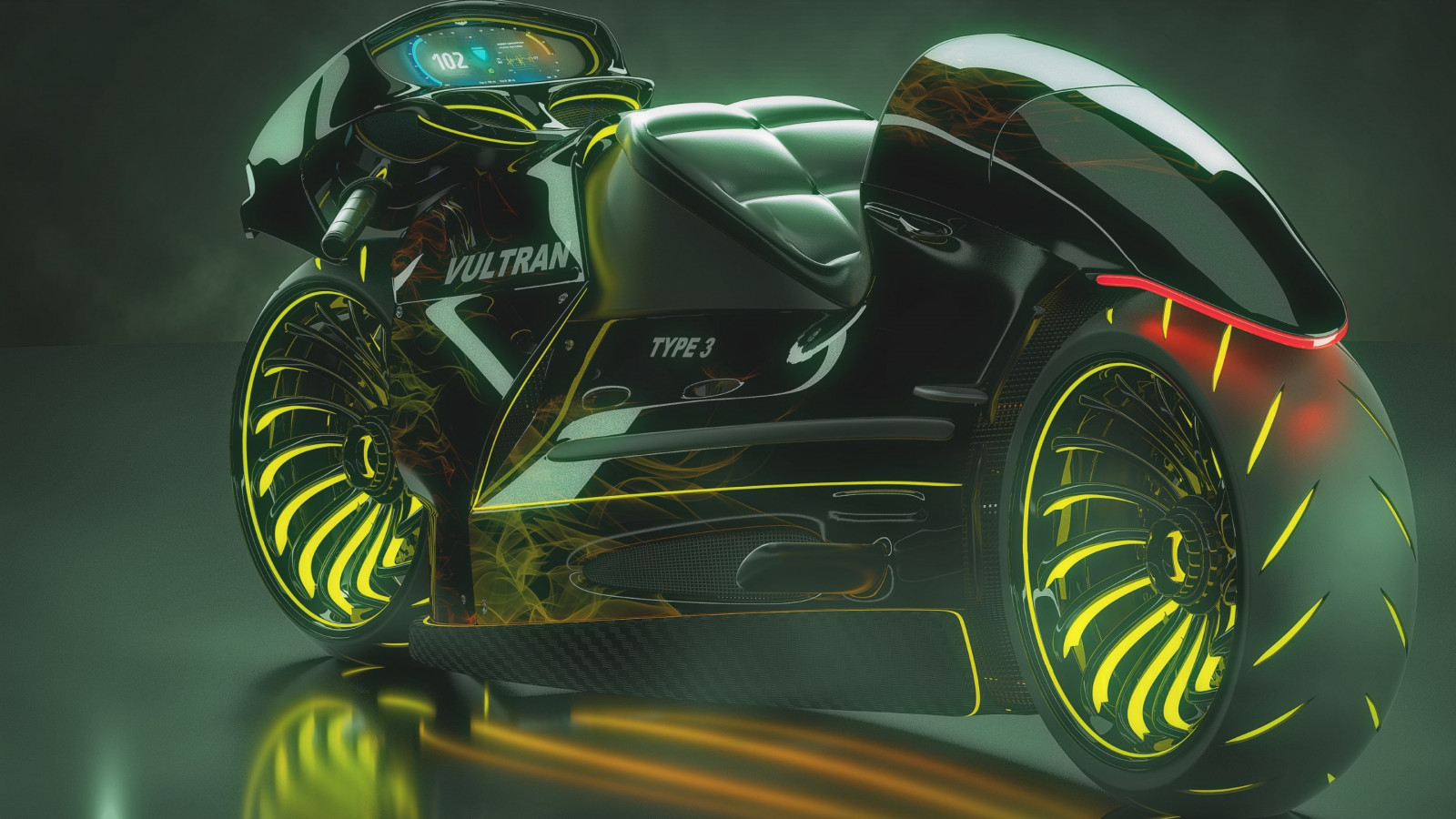3D motorcycle concept wallpaper 1600x900
