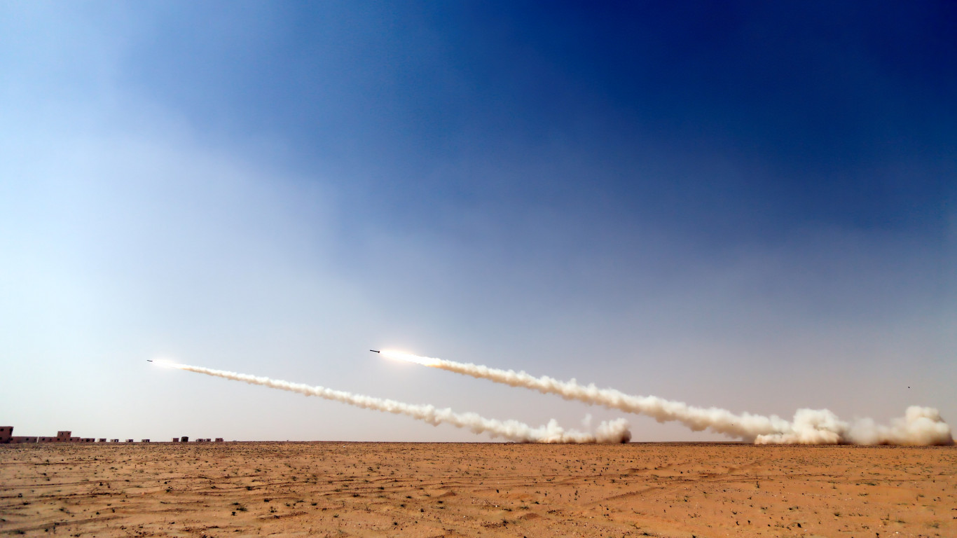 Military rockets on the sky wallpaper 1366x768