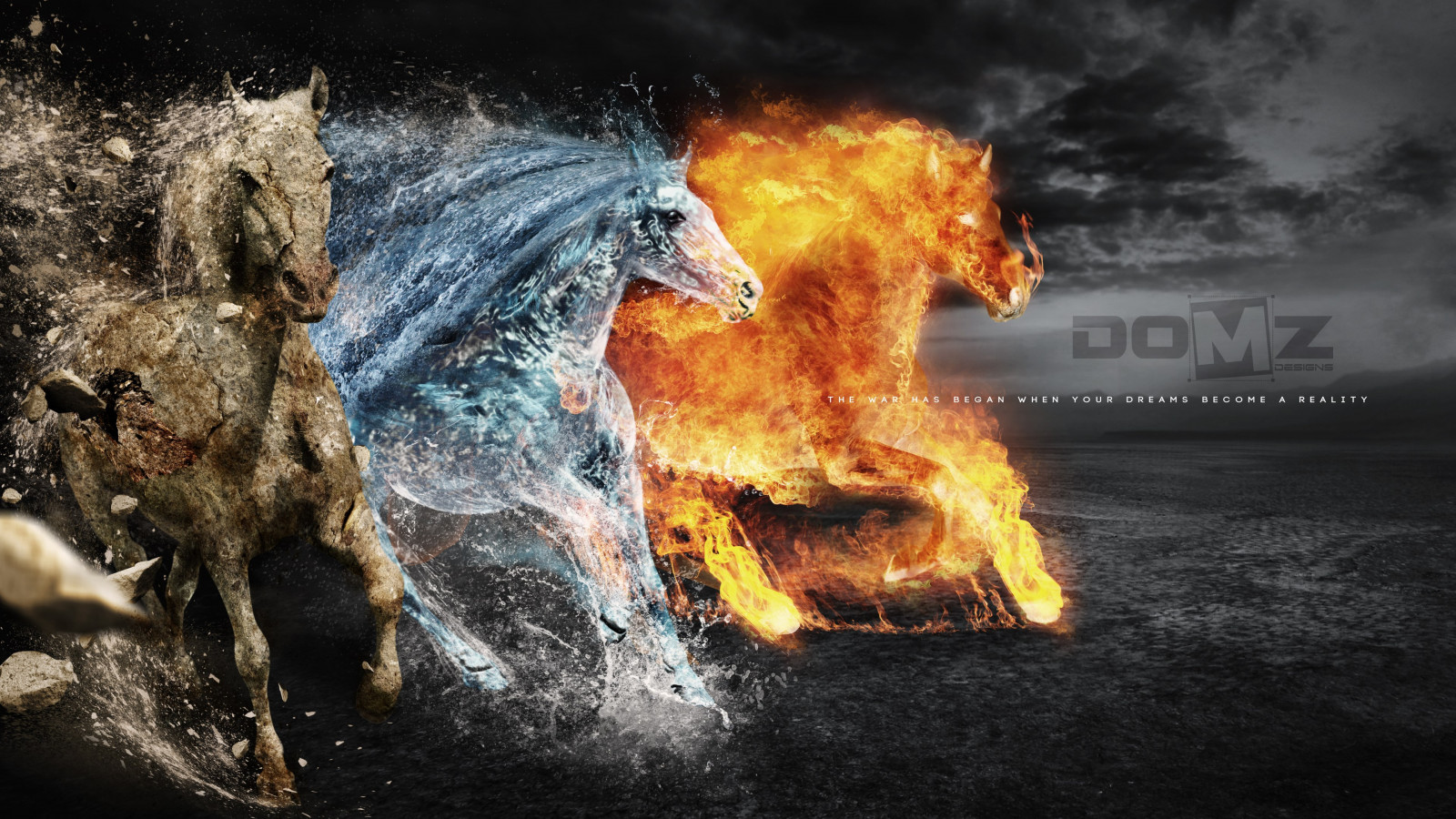 Horses of: Earth, Fire and Water wallpaper 1600x900