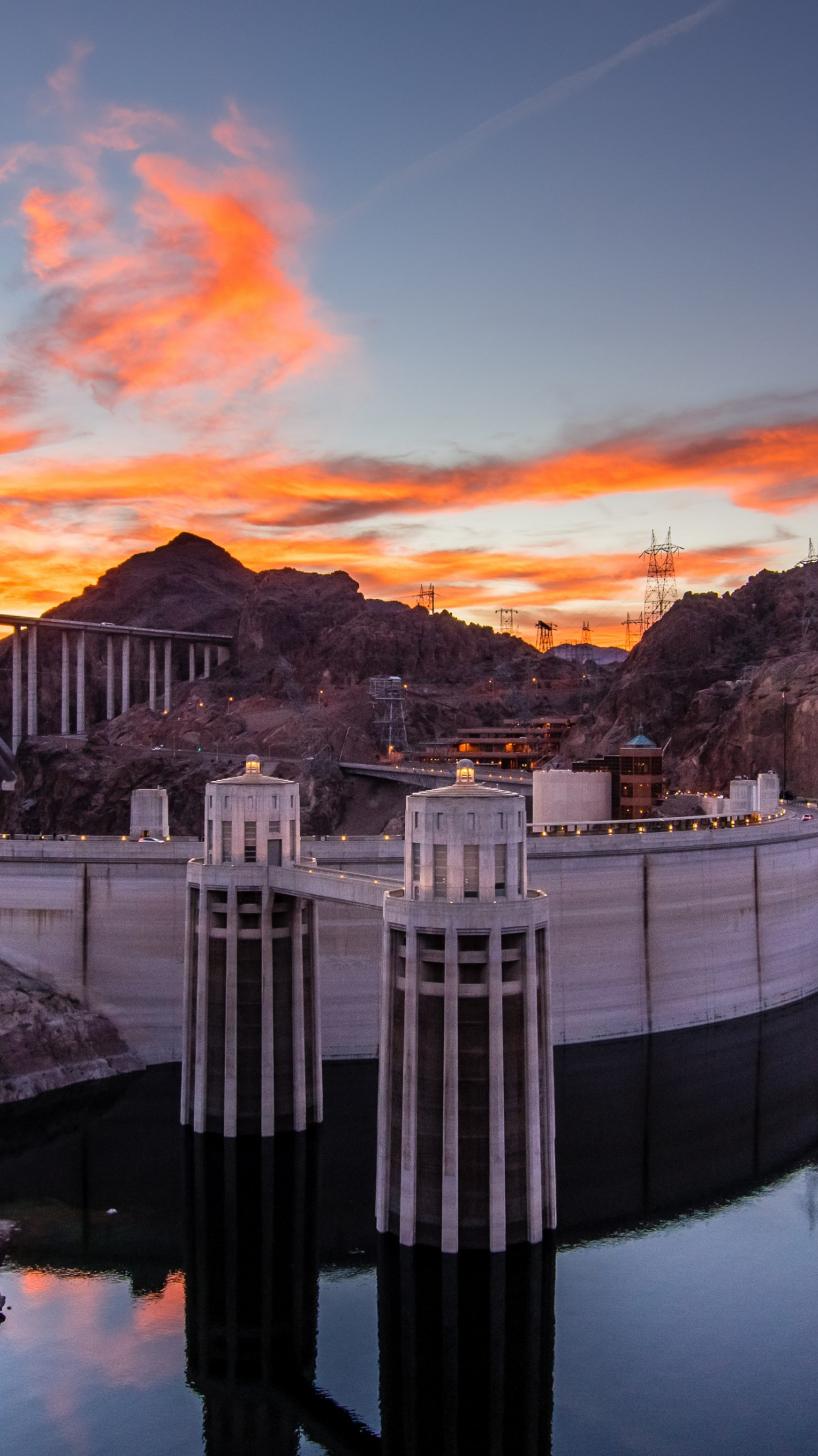 Hoover Dam at sunset wallpaper 1242x2208