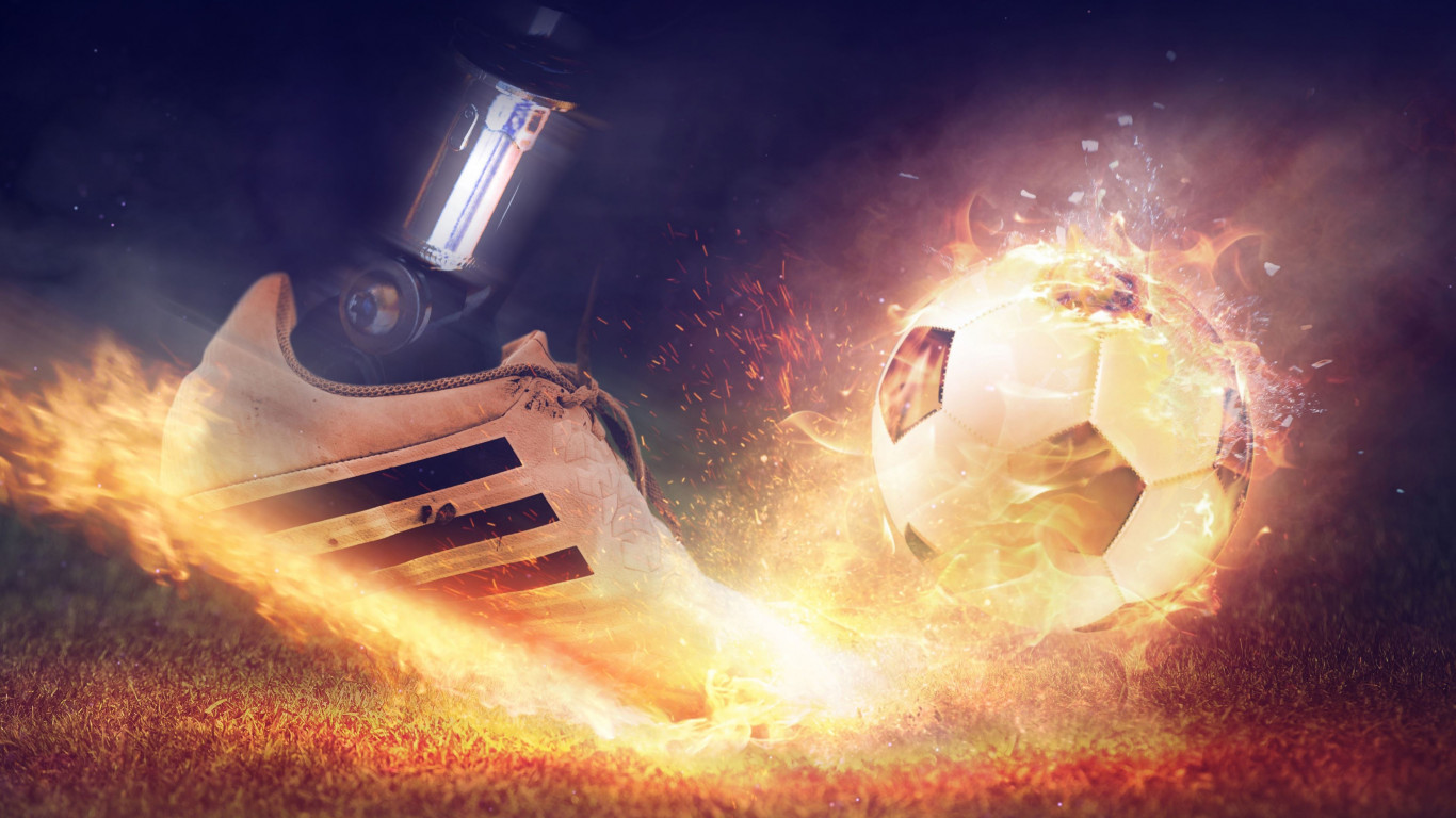 Download Wallpaper Football Is On Fire 1366x768