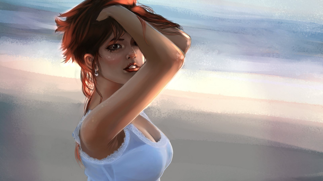 Girl from the painting wallpaper 1366x768