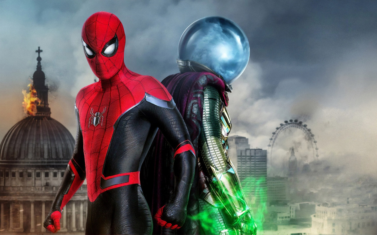 Spider Man and Mysterio wallpaper 1280x800
