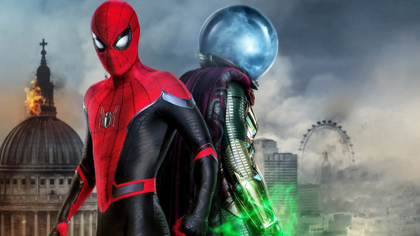 Spider Man and Mysterio wallpaper 1366x768