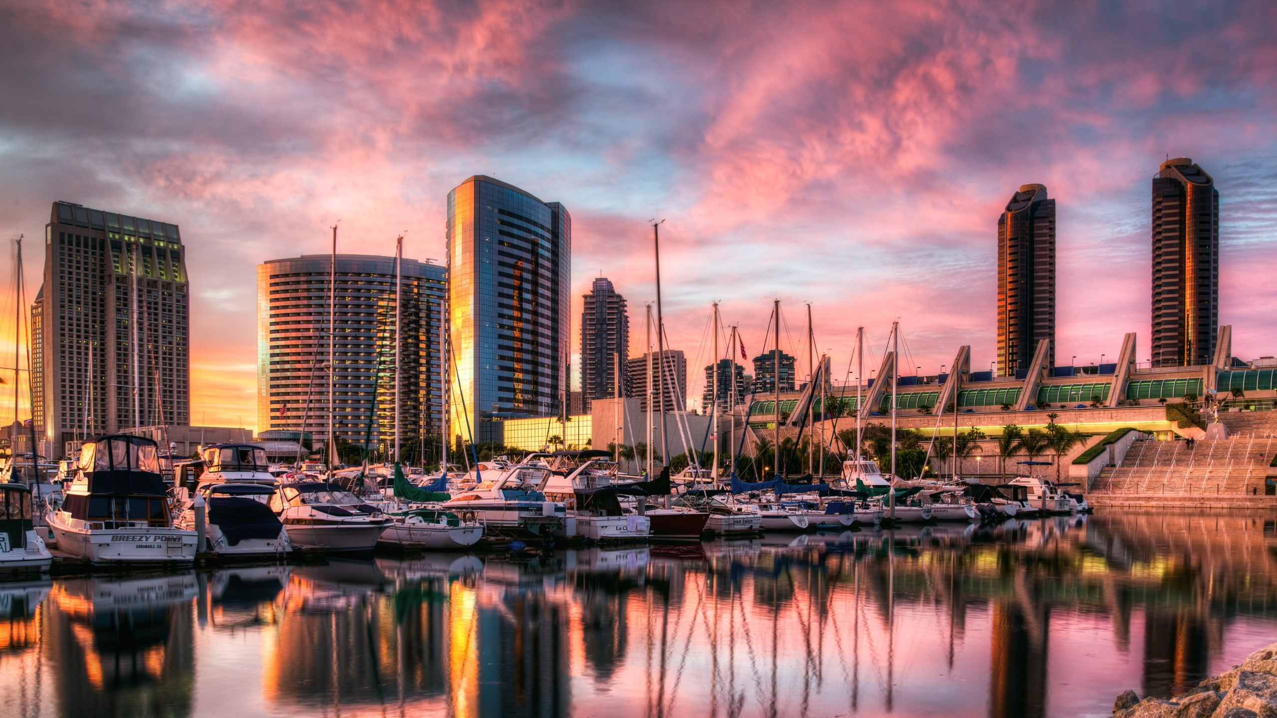 Sunset in San Diego harbor wallpaper 2560x1440