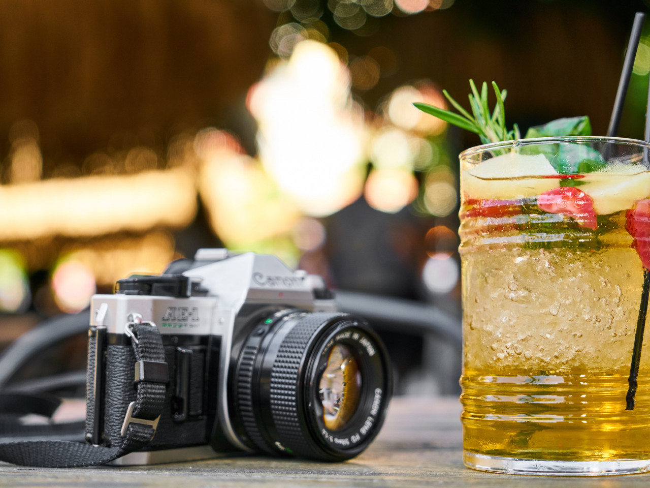 Retro photo camera and one cold drink wallpaper 1280x960
