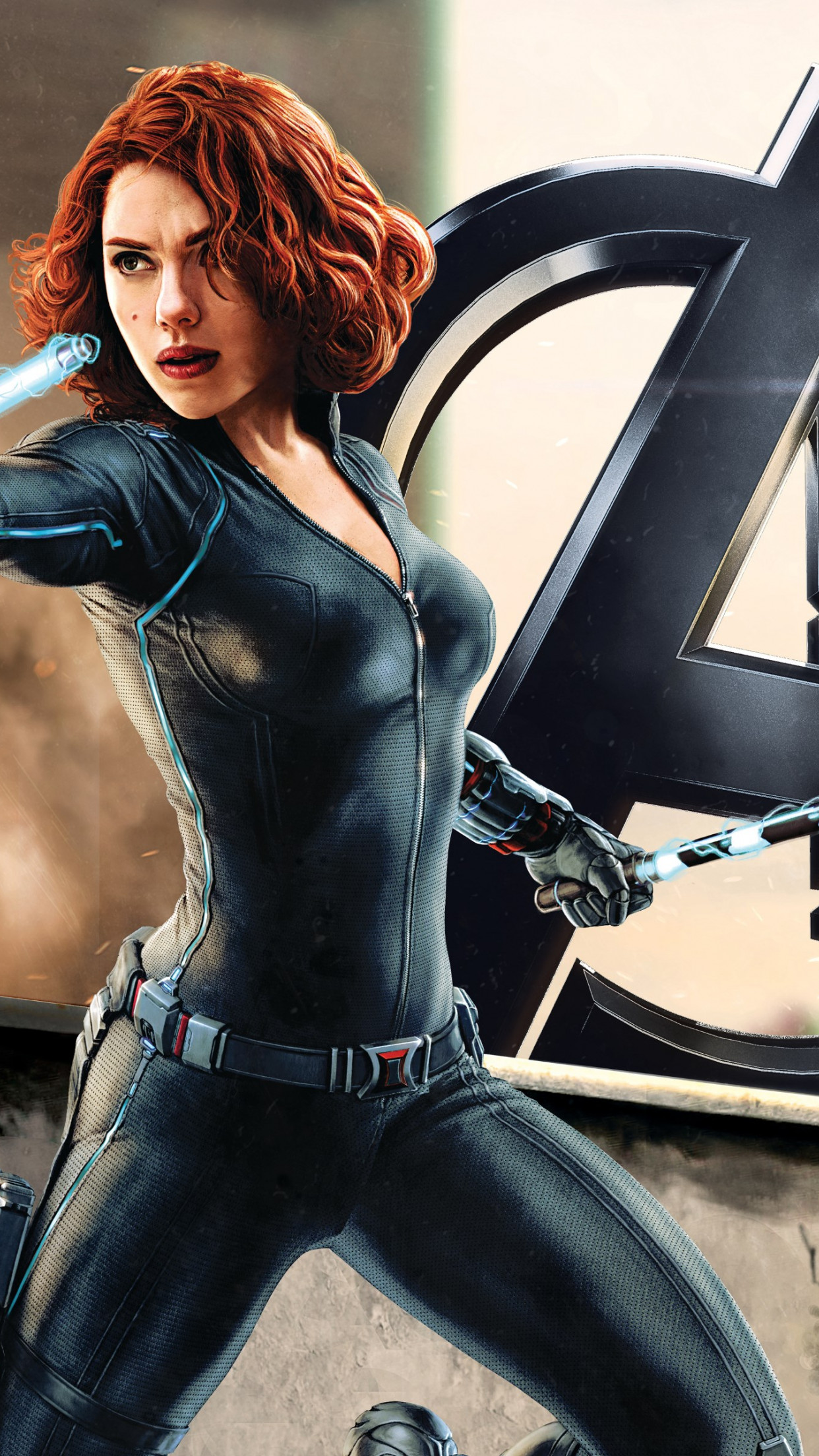 Black Widow in Avengers wallpaper 1242x2208