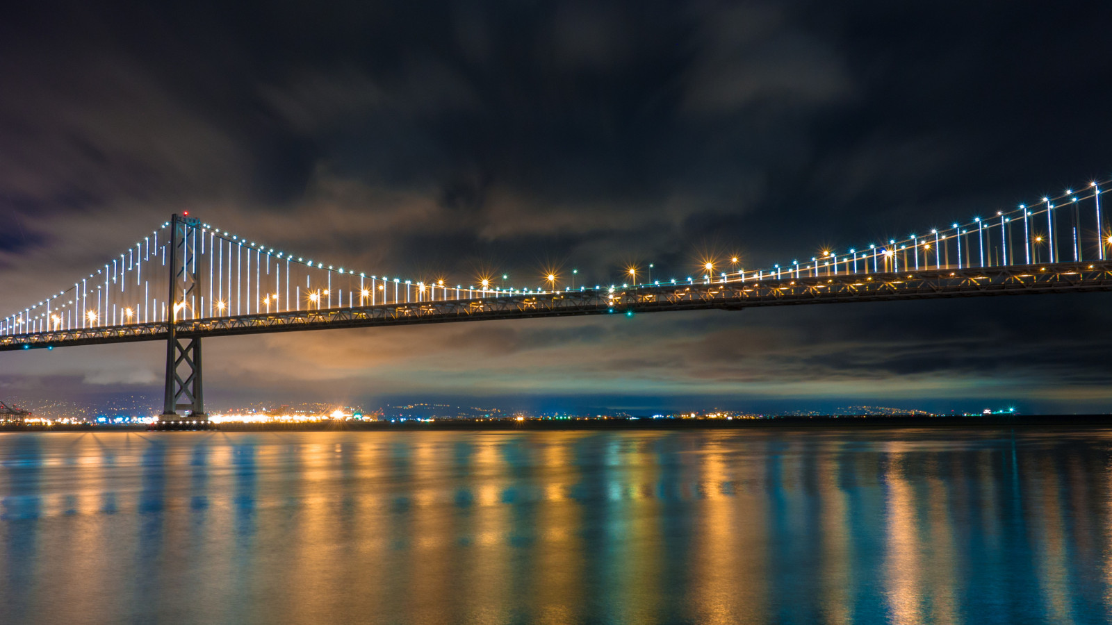 San Francisco Bay Bridge at Night wallpaper 1600x900