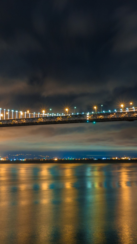 San Francisco Bay Bridge at Night wallpaper 480x854