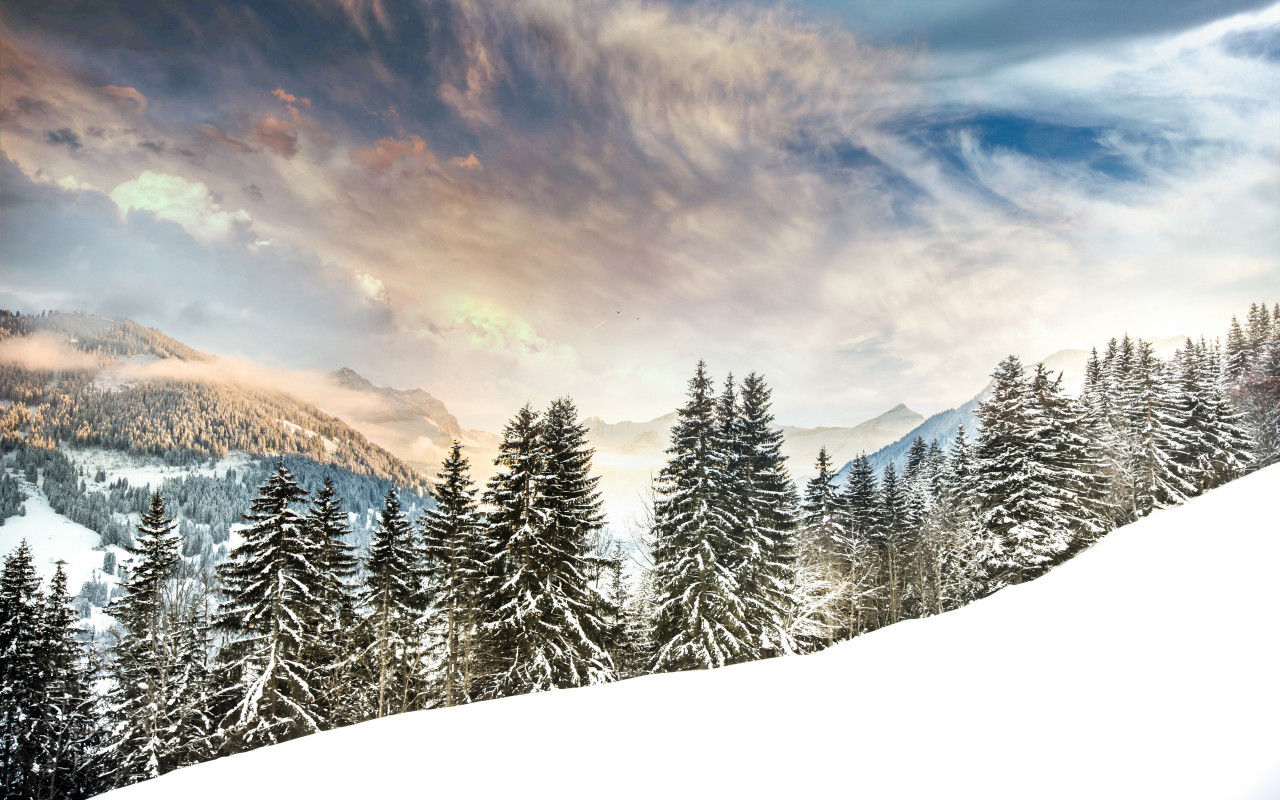Winter view on Mount Eggli wallpaper 1280x800