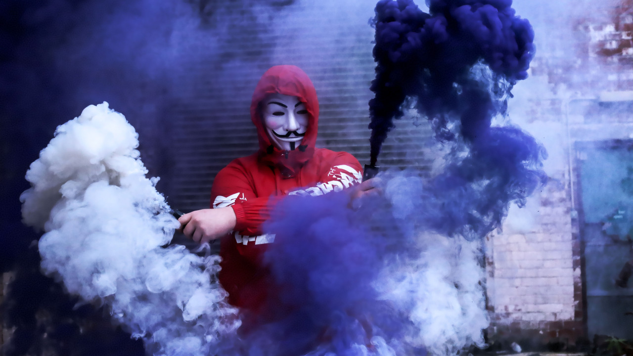 Anonymous and smoke wallpaper 1280x720
