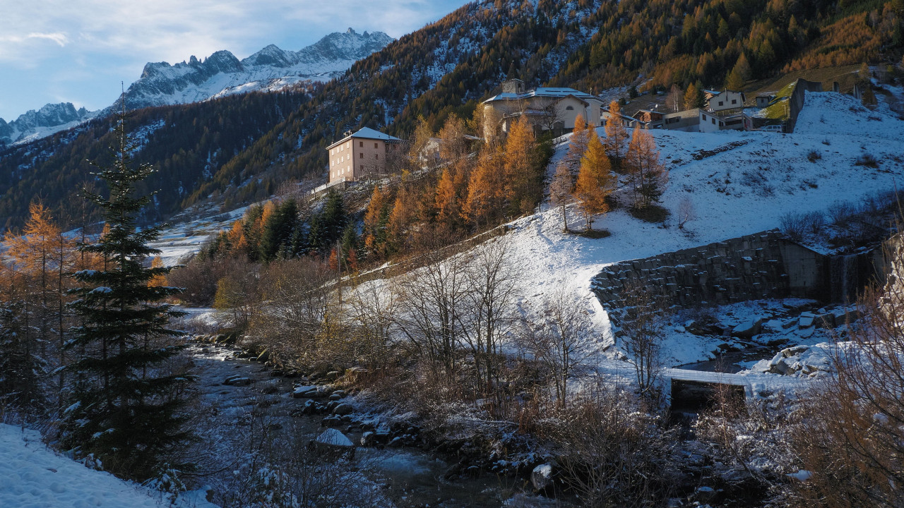 Winter landscape from Bedretto, Switzerland wallpaper 1280x720