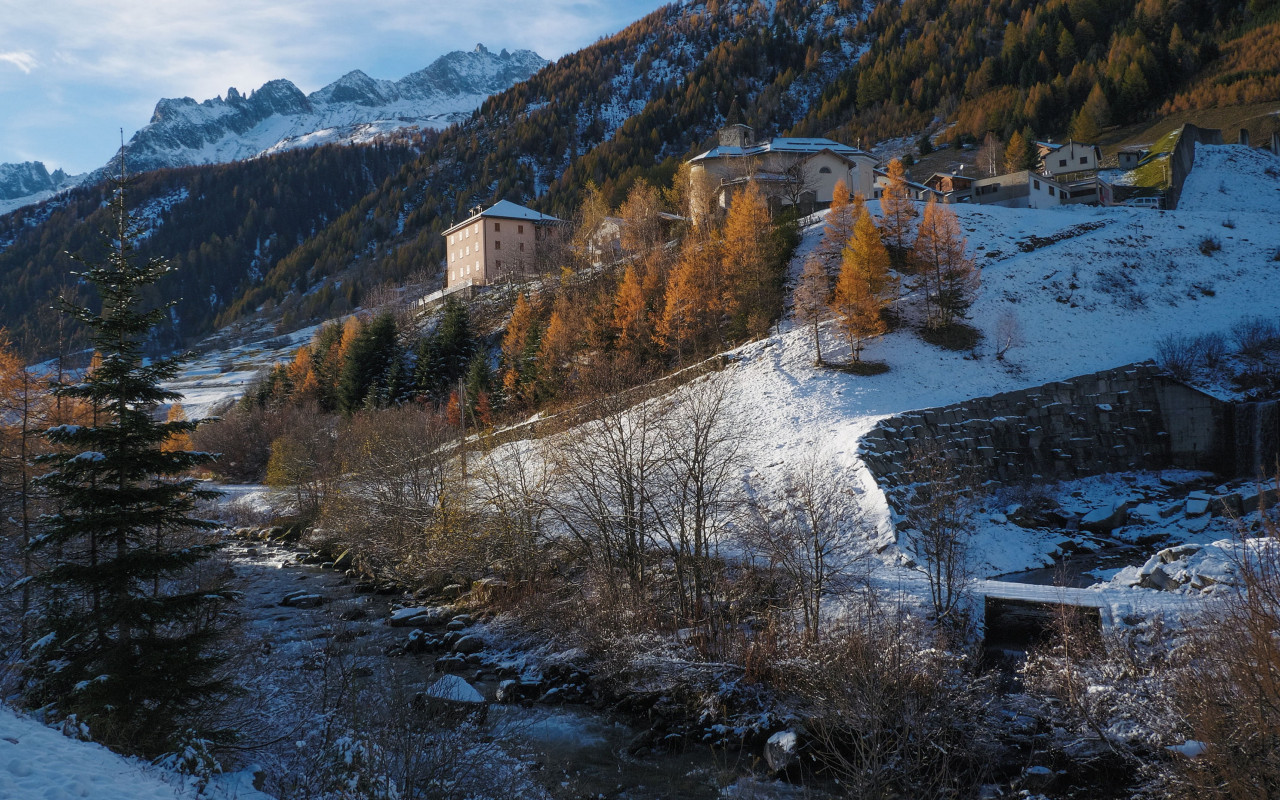 Winter landscape from Bedretto, Switzerland wallpaper 1280x800