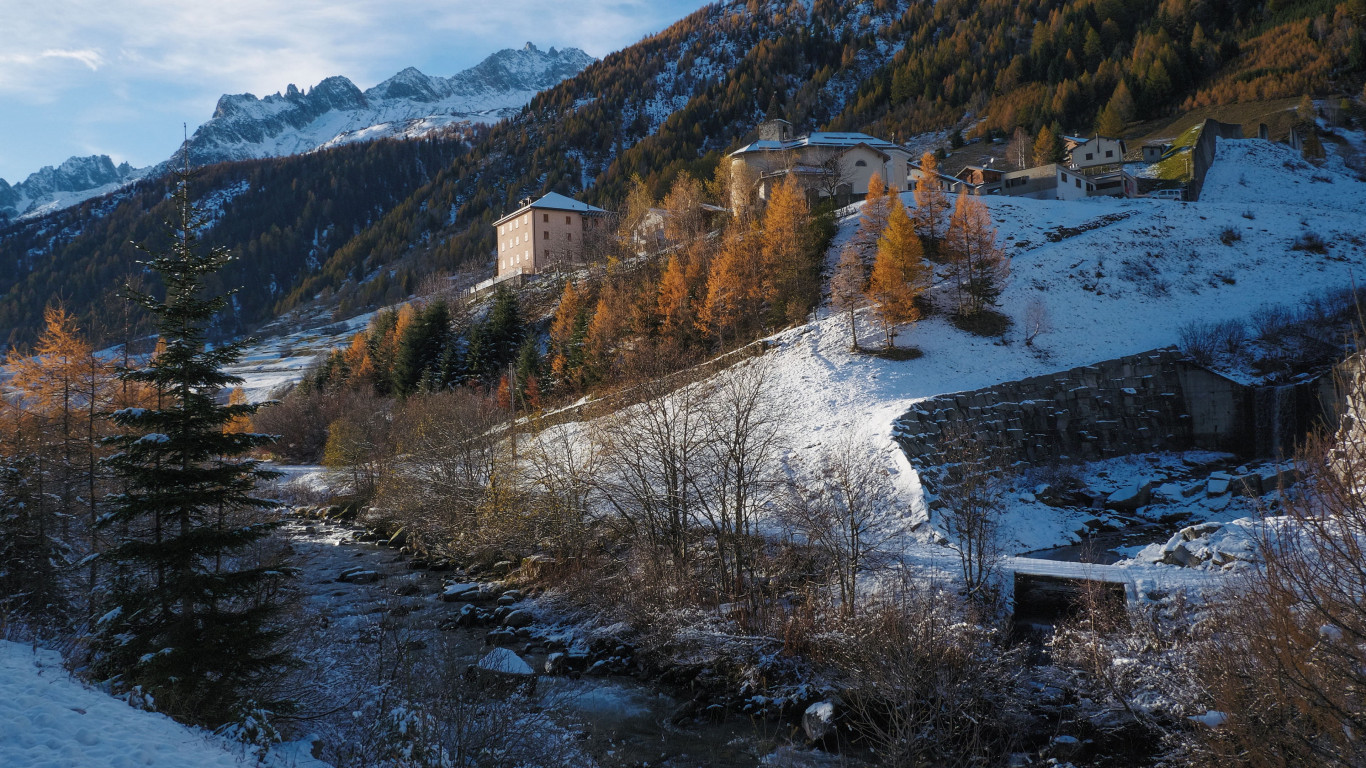Winter landscape from Bedretto, Switzerland wallpaper 1366x768