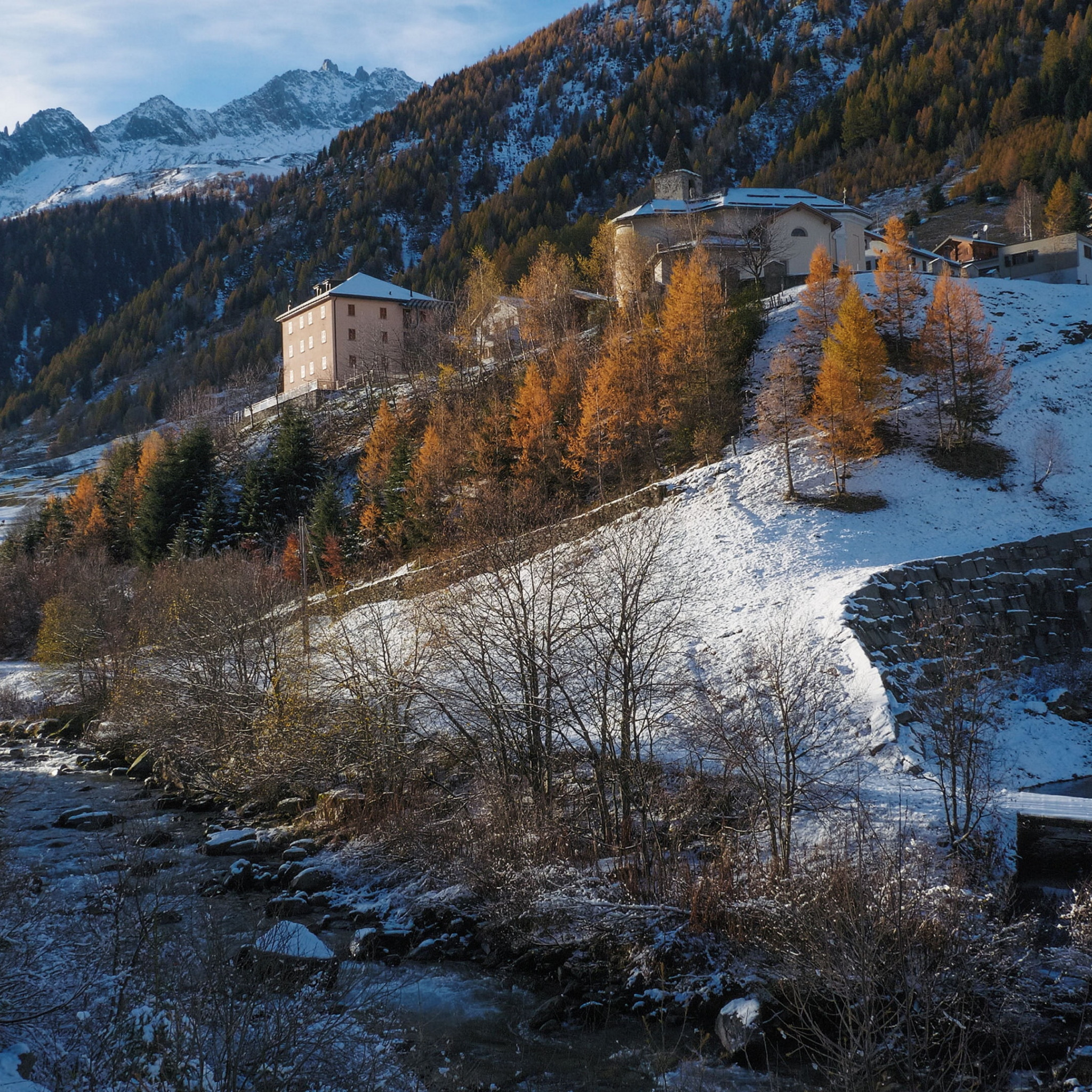 Winter landscape from Bedretto, Switzerland wallpaper 2048x2048