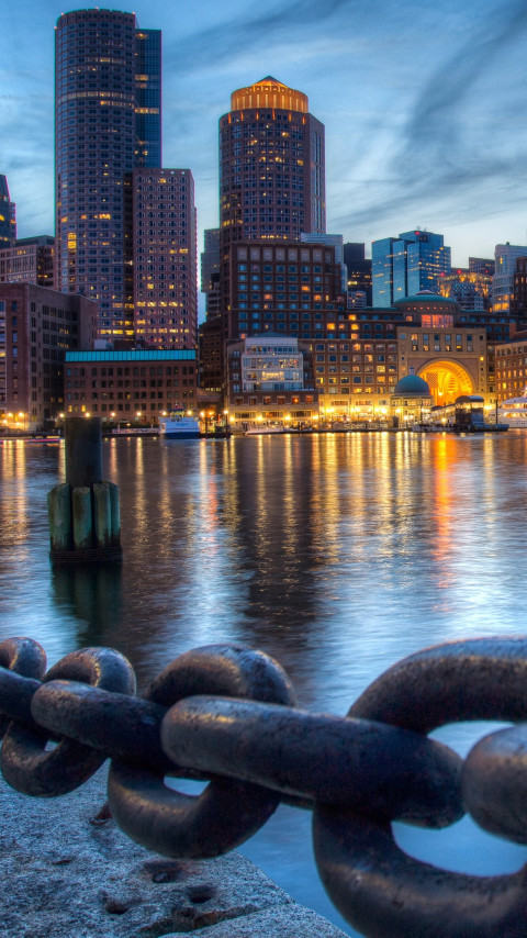 Downtown Boston from Fan Pier wallpaper 480x854