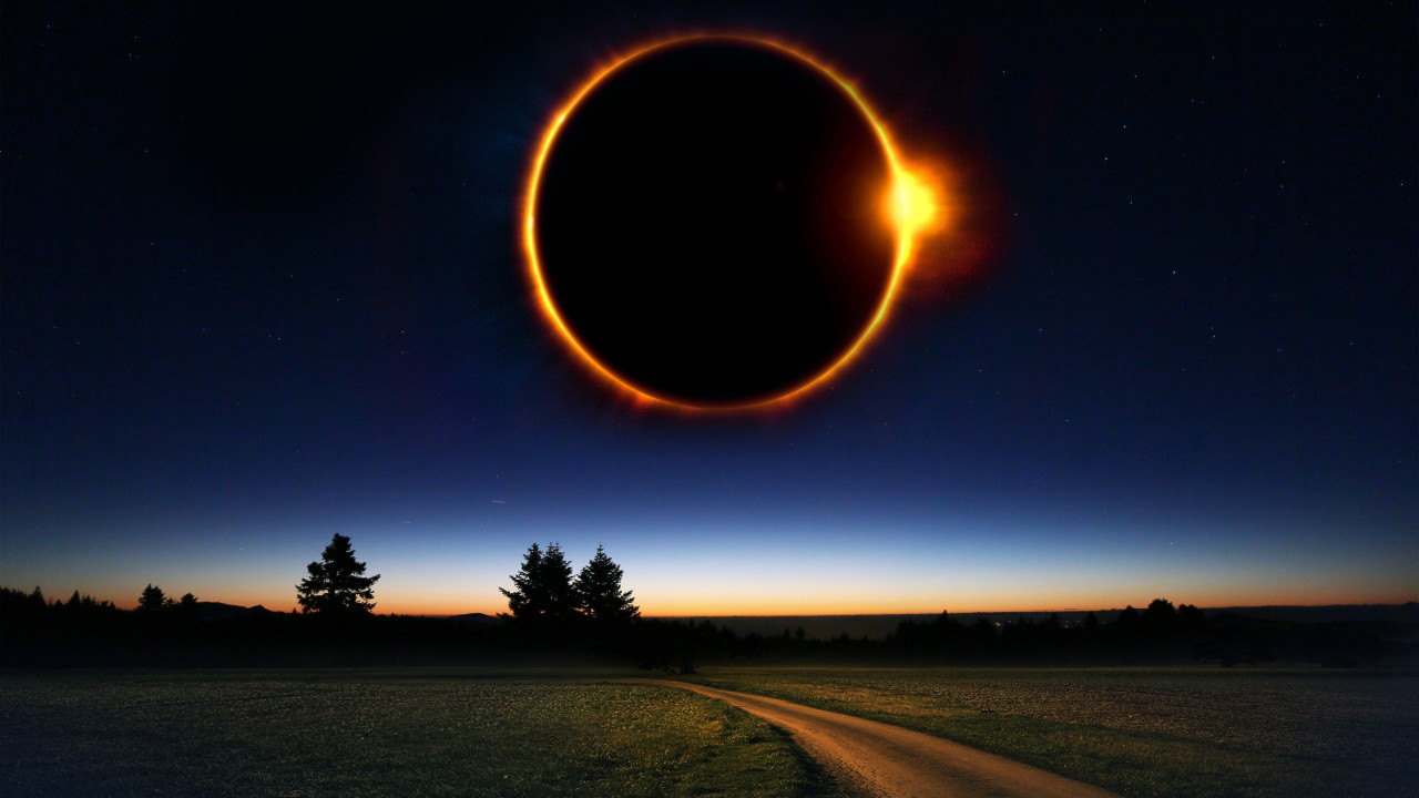 Fantasy solar eclipse wallpaper 1280x720