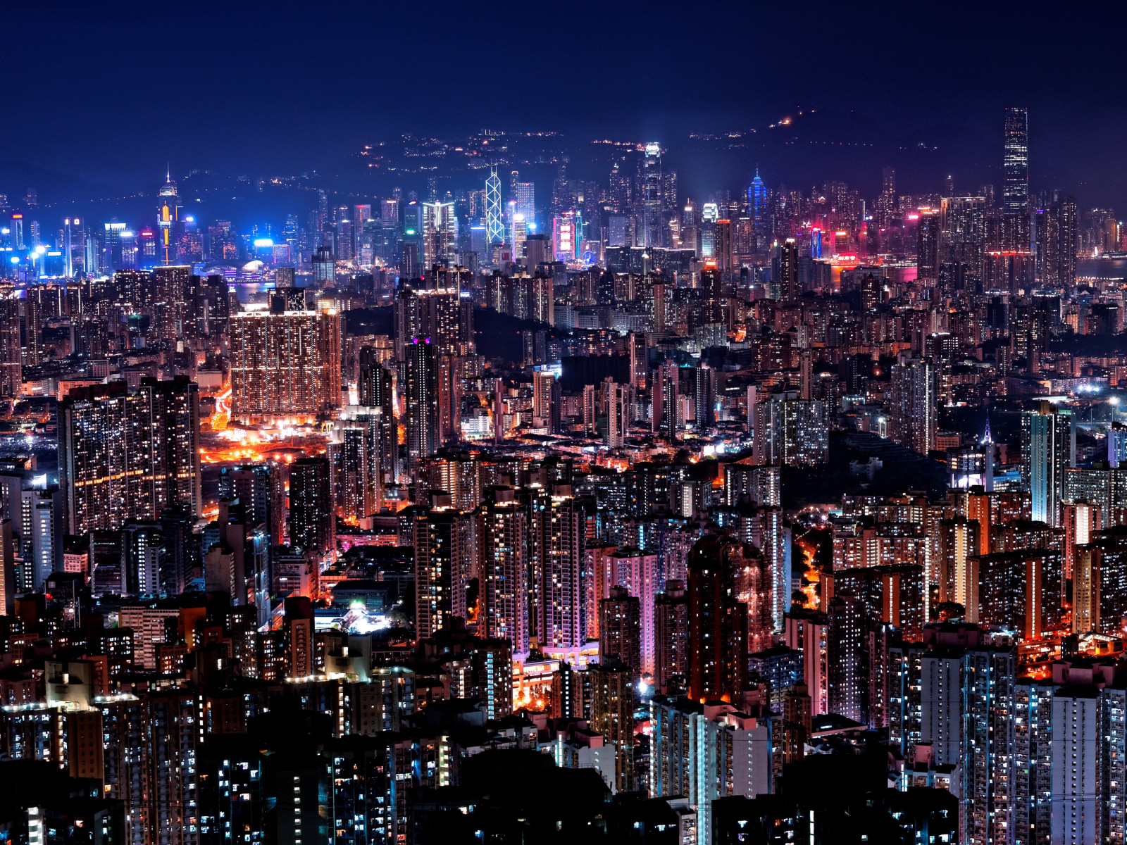 Hong Kong night lights wallpaper 1600x1200