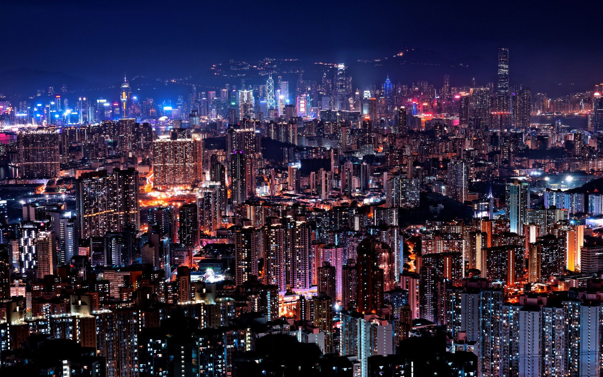 Hong Kong night lights wallpaper 1920x1200
