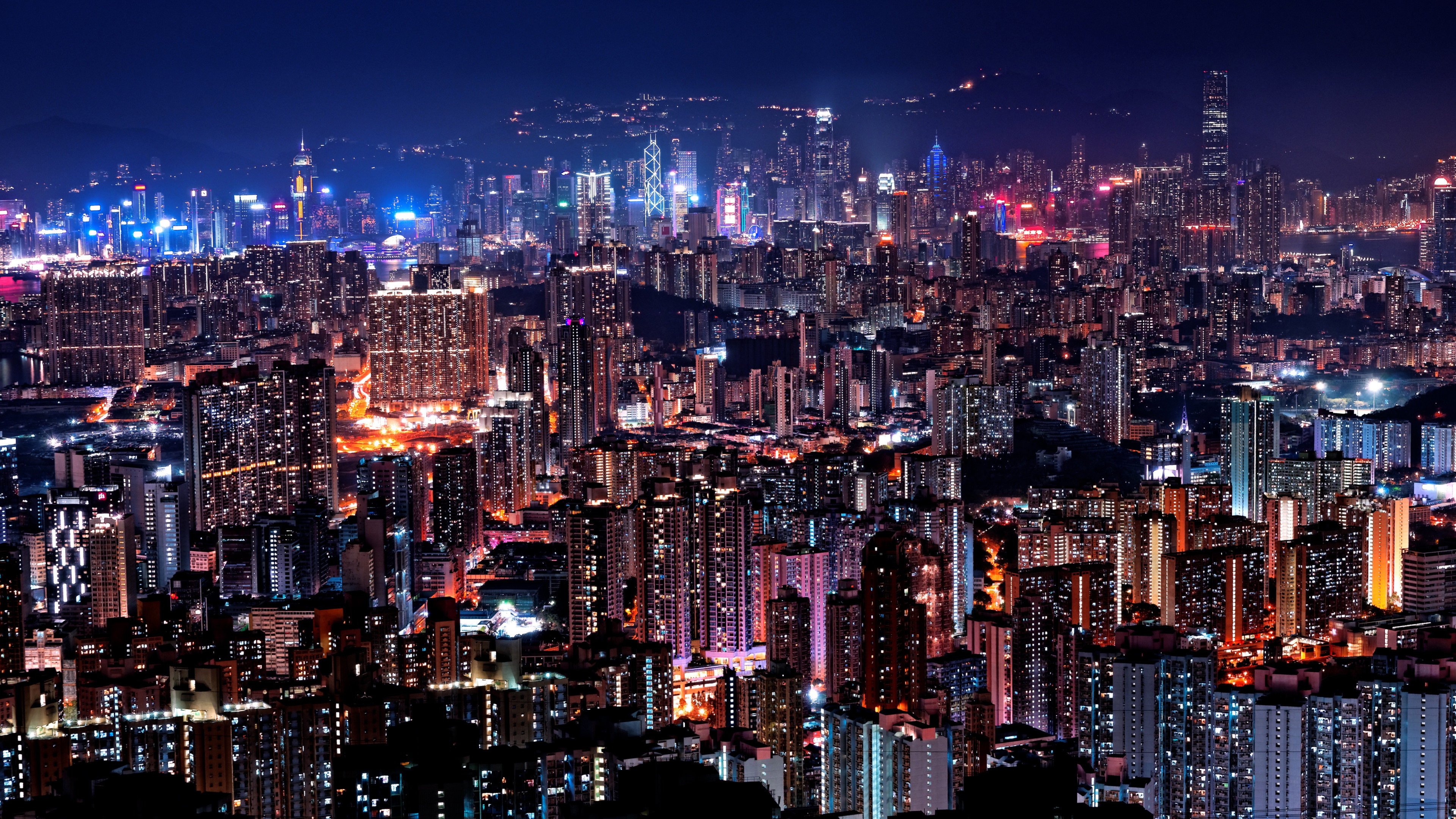Hong Kong night lights wallpaper 3840x2160