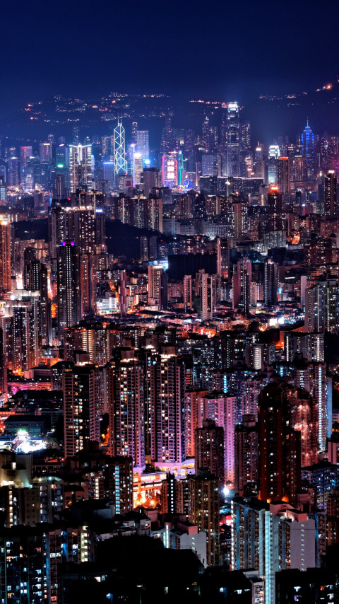 Hong Kong night lights wallpaper 480x854