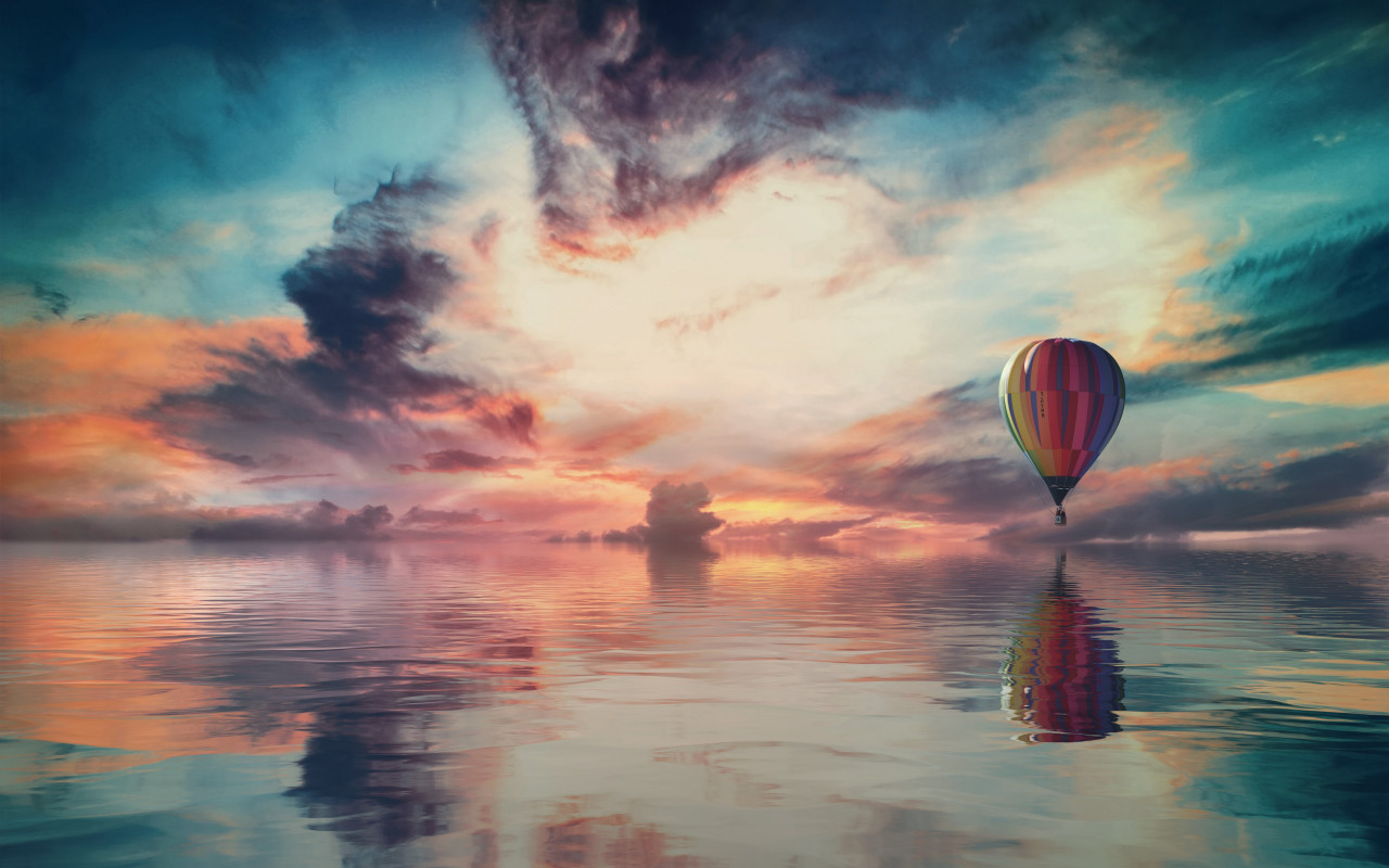 Fantasy travel with the hot air balloon wallpaper 1280x800