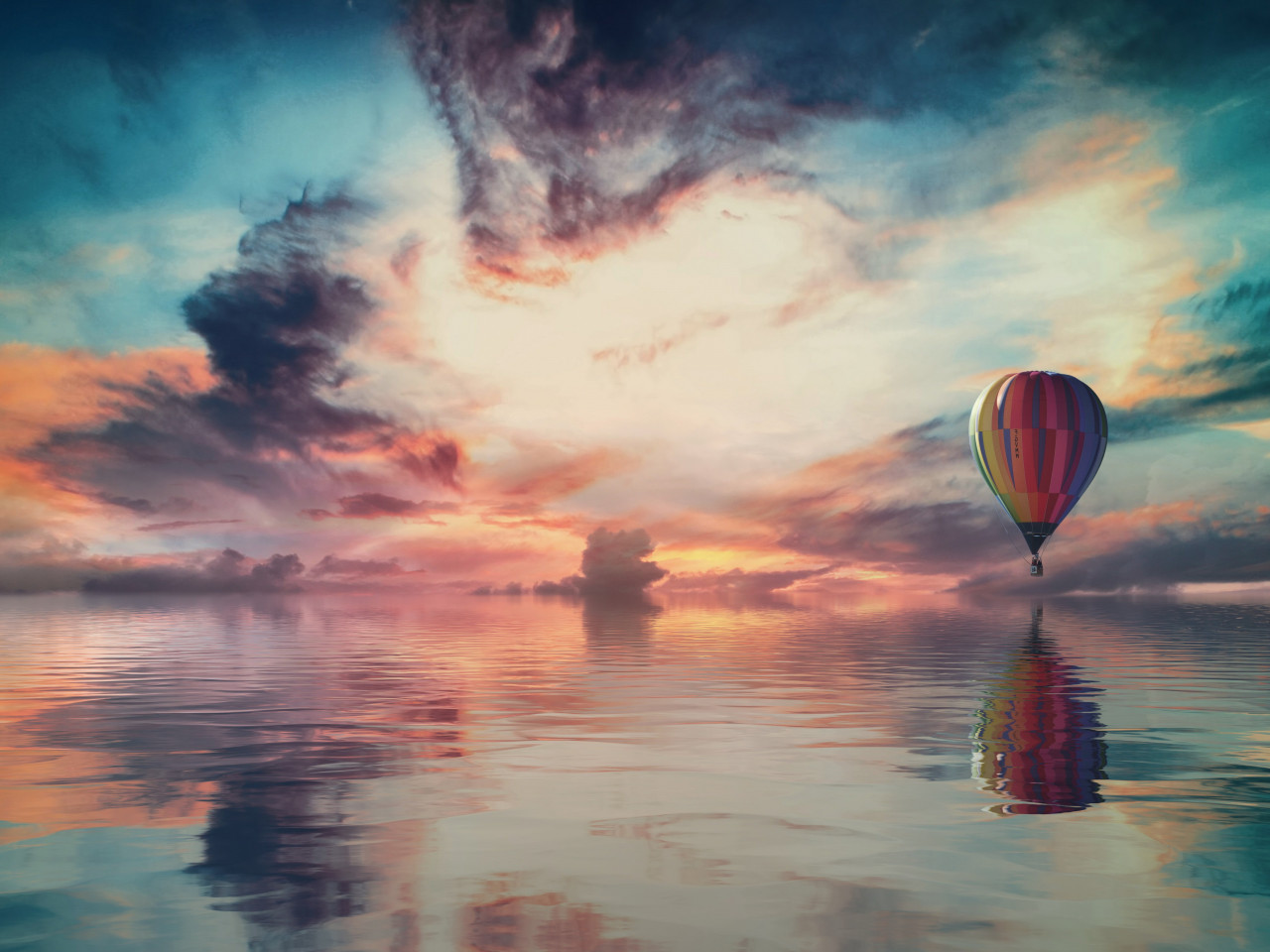 Fantasy travel with the hot air balloon wallpaper 1280x960