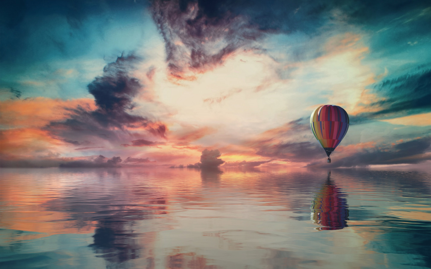 Fantasy travel with the hot air balloon wallpaper 1440x900
